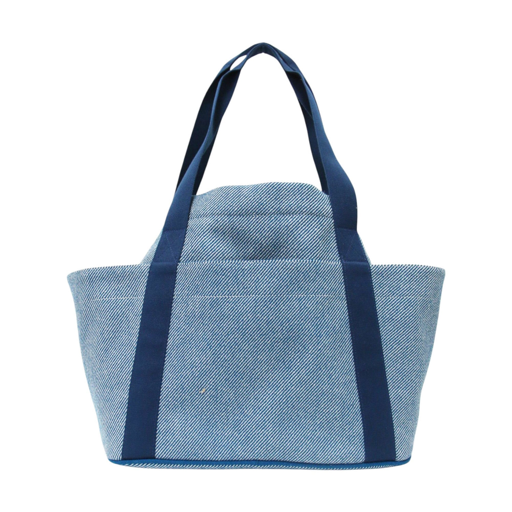 Hermes Blue Wool Cotton Polyester Linen Tote Bag (Pre-Owned)