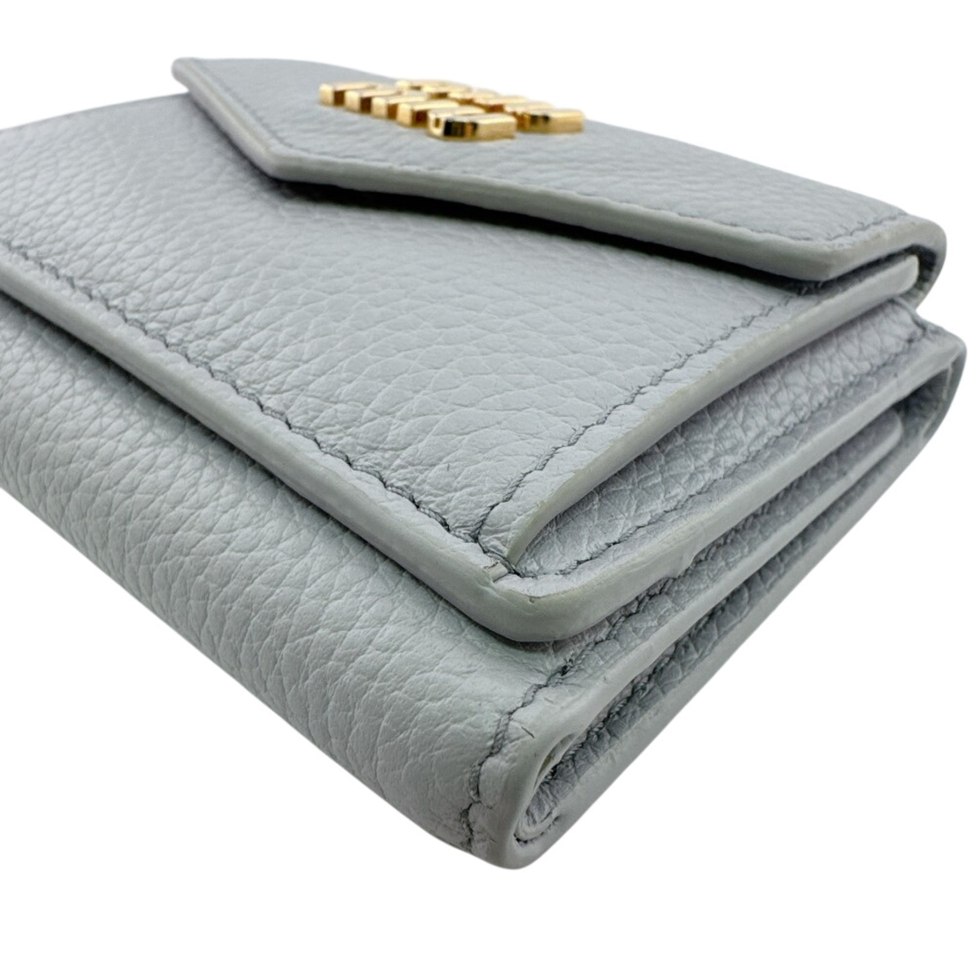 Miu Miu Blue Light Blue Gray Leather Wallet (Tri-Fold) (Pre-Owned)