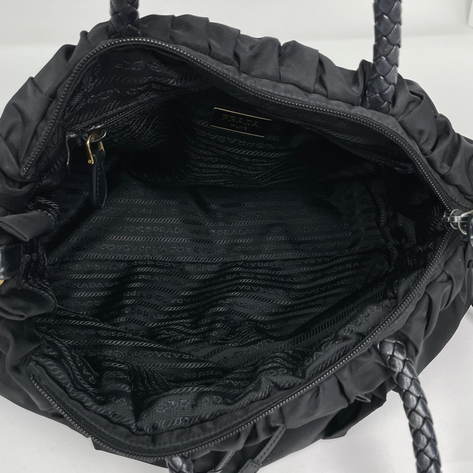 Prada Black Nylon Leather Handbag (Pre-Owned)