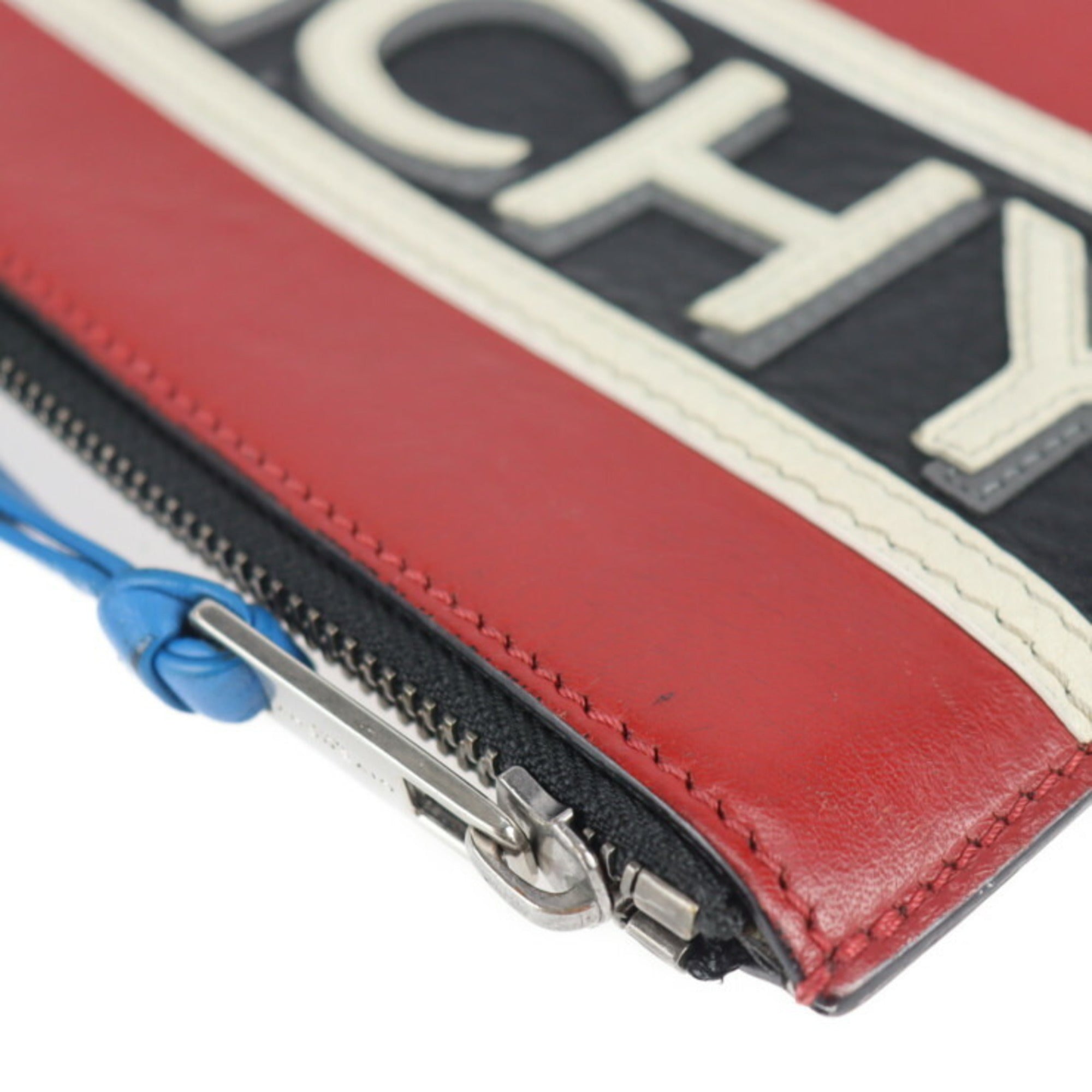 Givenchy Black Red Color White Leather Clutch Bag Handbag Pouch (Pre-Owned)