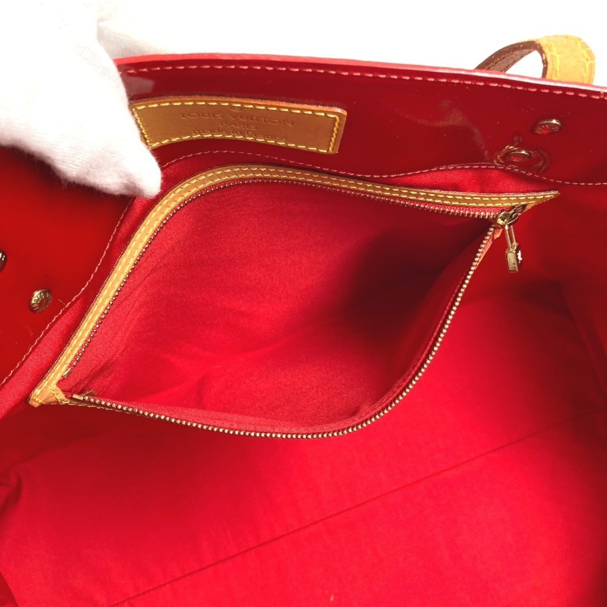Louis Vuitton Red Color Monogram Vernis Boston Bag Shoulder Bag Tote Bag (Pre-Owned)