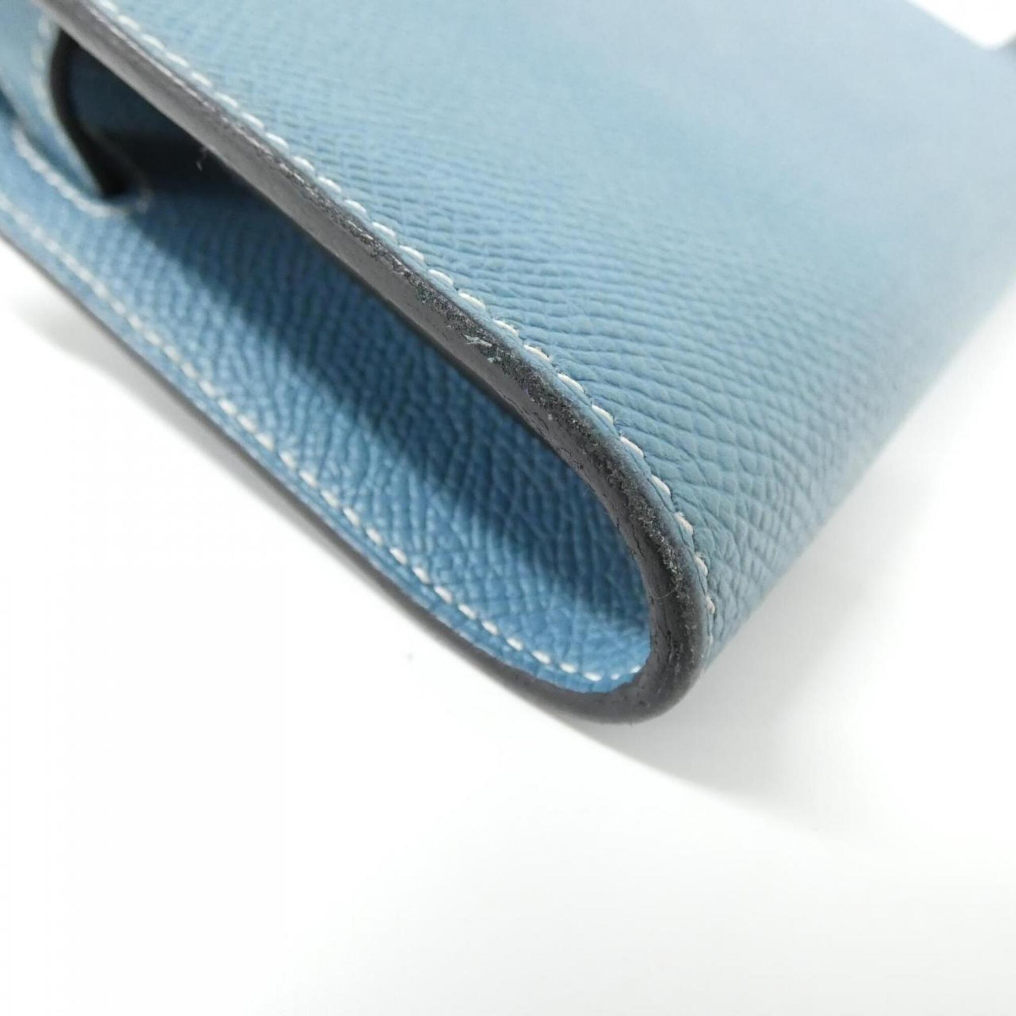 Hermes Blue Blue Jean Epsom Leather Chain/Shoulder Wallet (Pre-Owned)