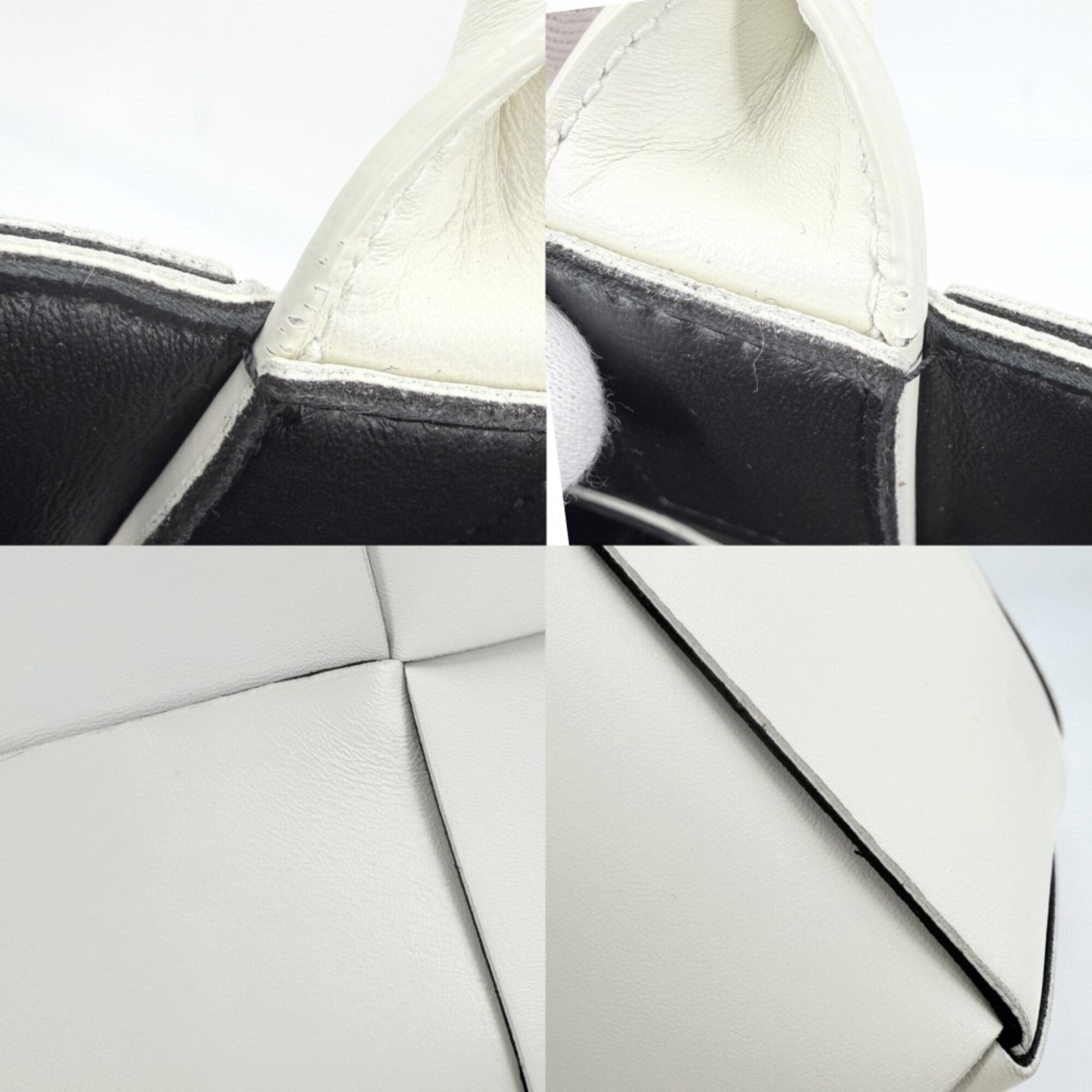 Bottega Veneta Black White Intrecciato Handbag Tote Bag (Pre-Owned)
