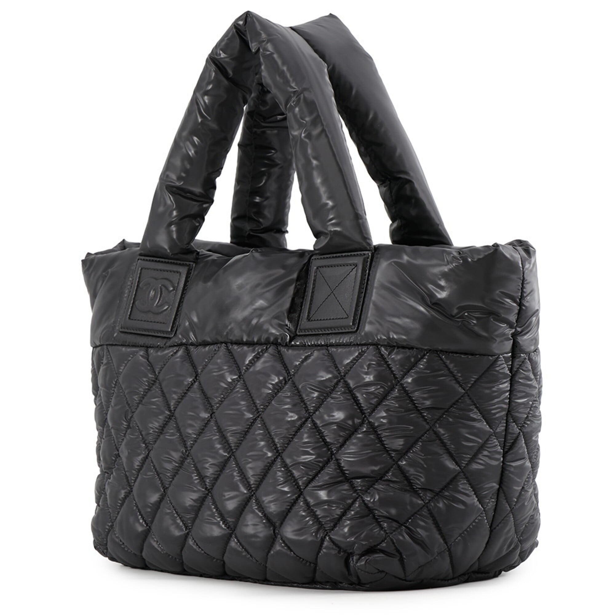 Chanel Black Nylon Handbag Tote Bag (Pre-Owned)