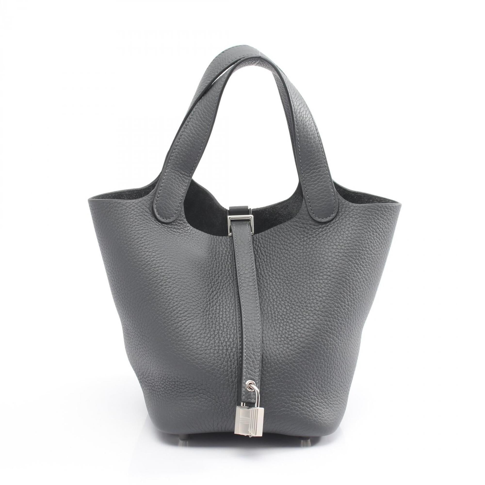 Hermes Gray Taurillon Clemence Leather Handbag (Pre-Owned)
