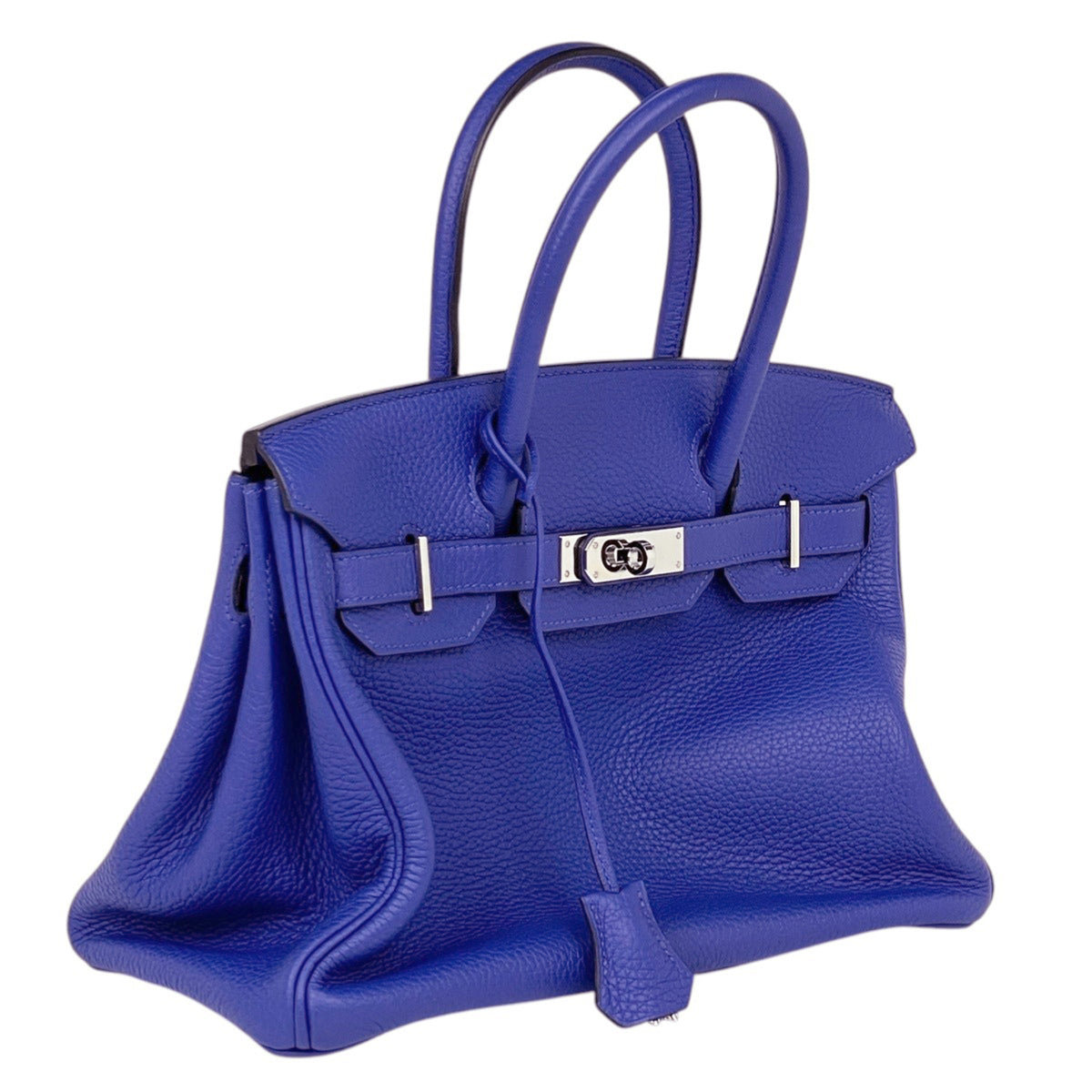Hermes Birkin Blue Electric Taurillon Clemence Leather Handbag (Pre-Owned)