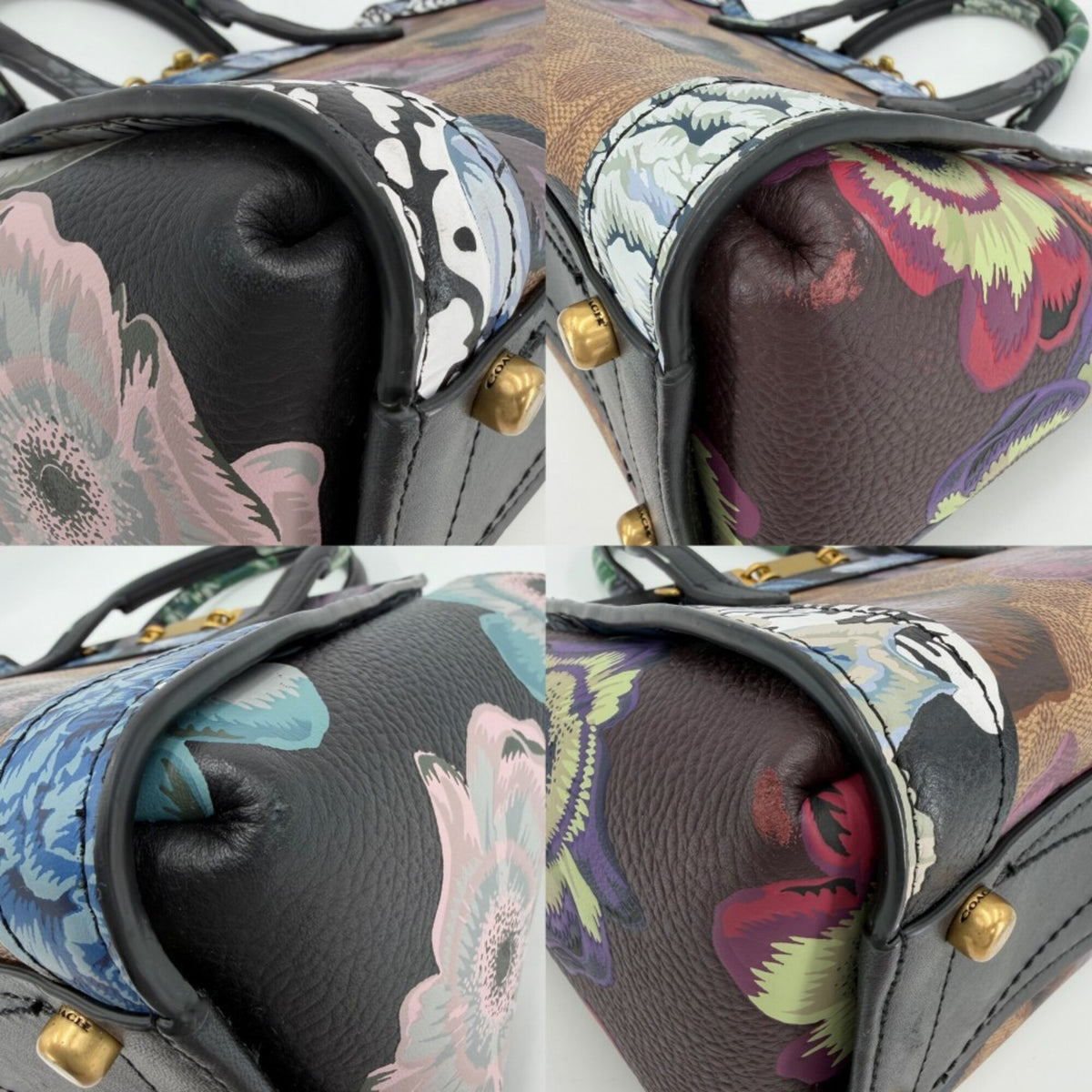 Coach Black Multi-Color Leather Handbag Shoulder Bag (Pre-Owned)