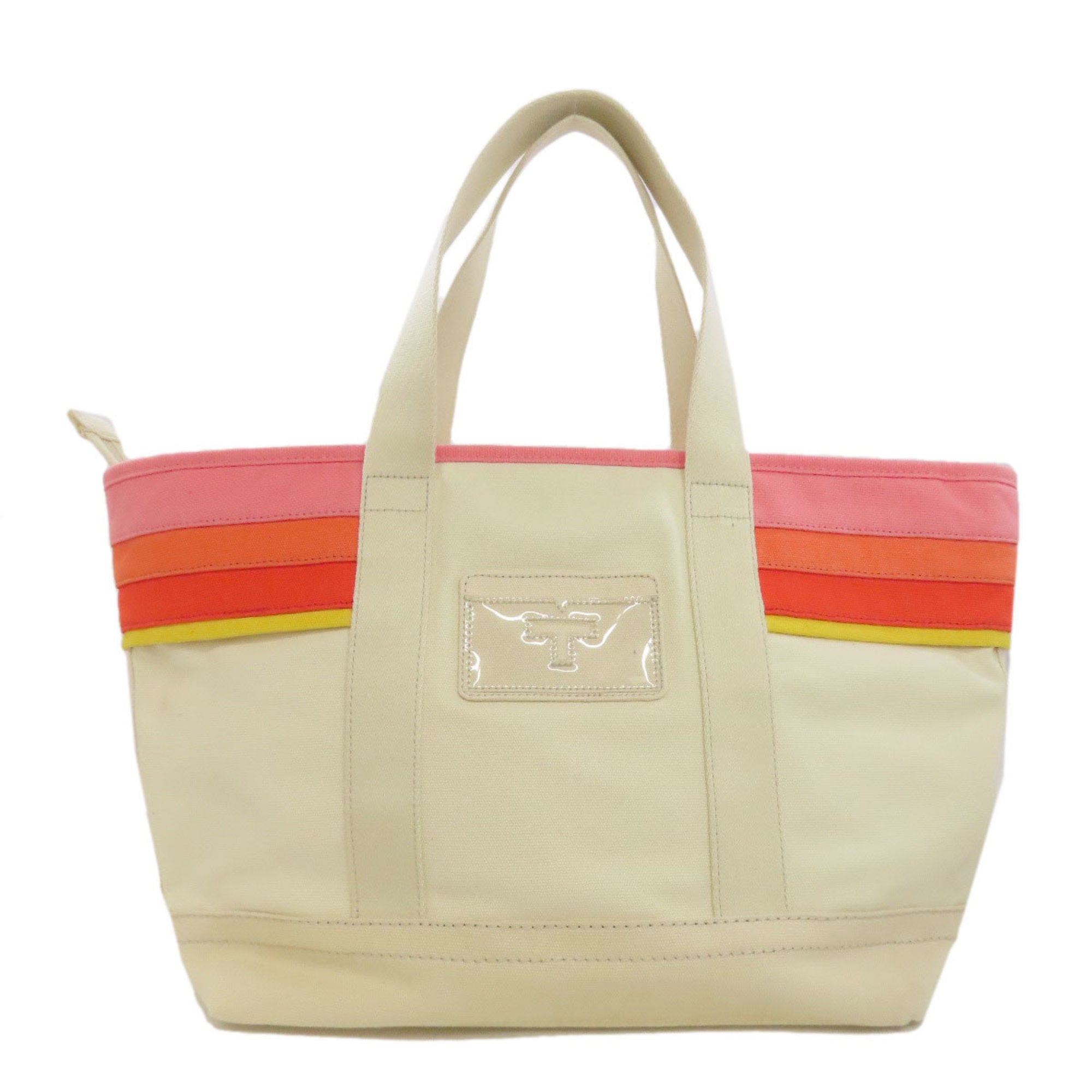 Tory Burch Cream Canvas Tote Bag (Pre-Owned)