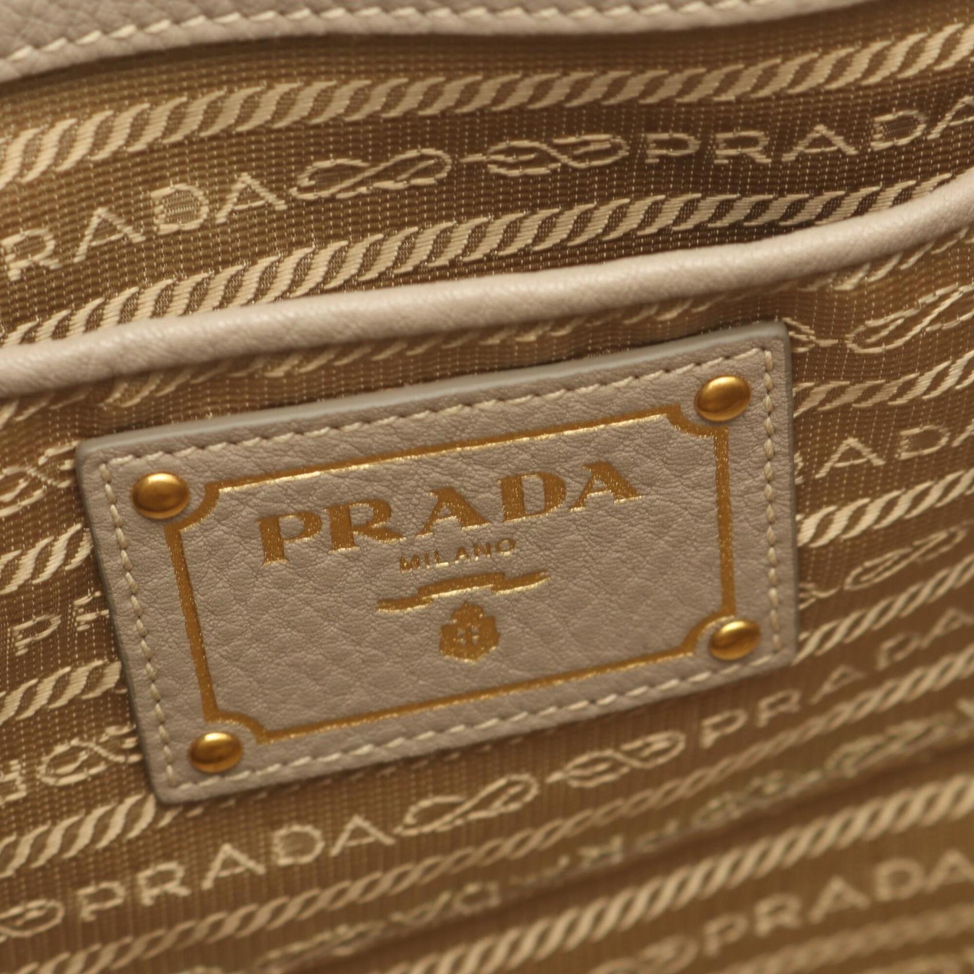 Prada Beige Leather Handbag Tote Bag (Pre-Owned)