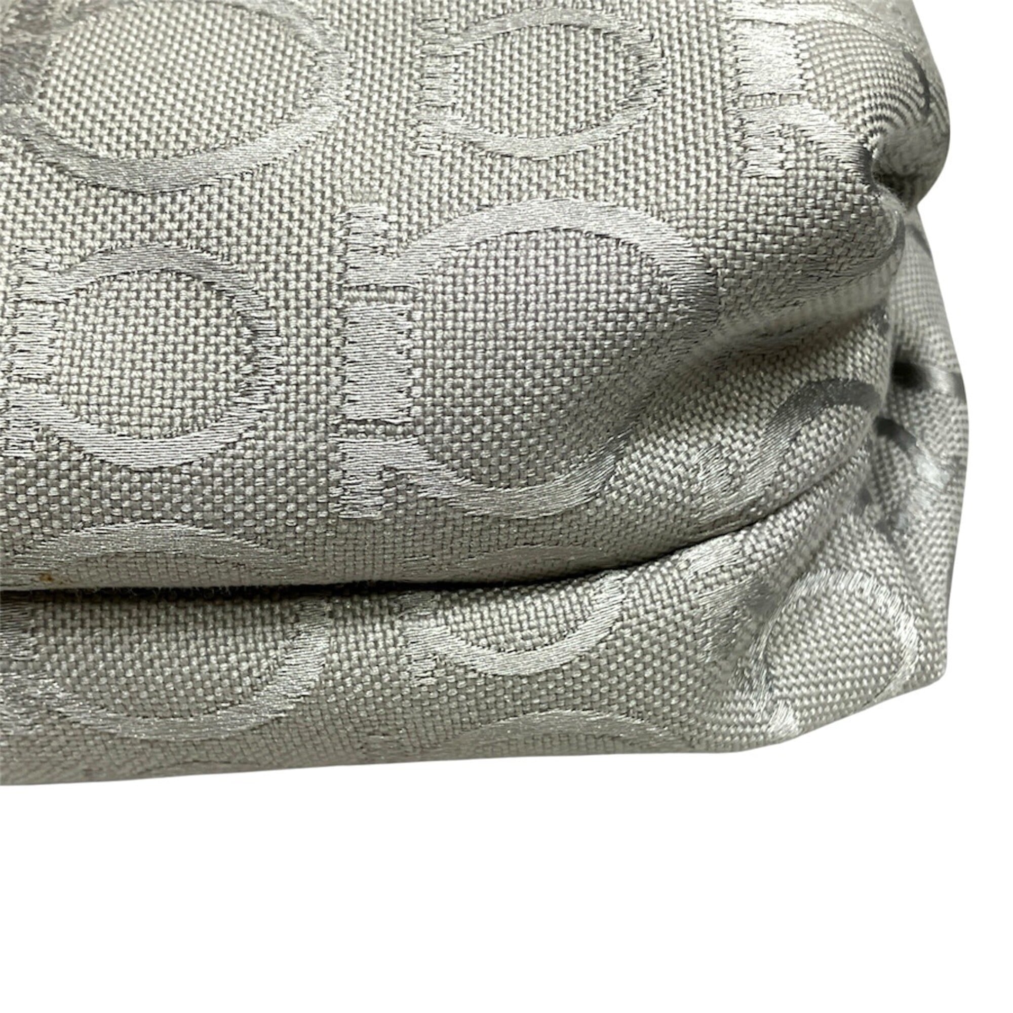 Salvatore Ferragamo Gancini Silver Canvas Handbag (Pre-Owned)