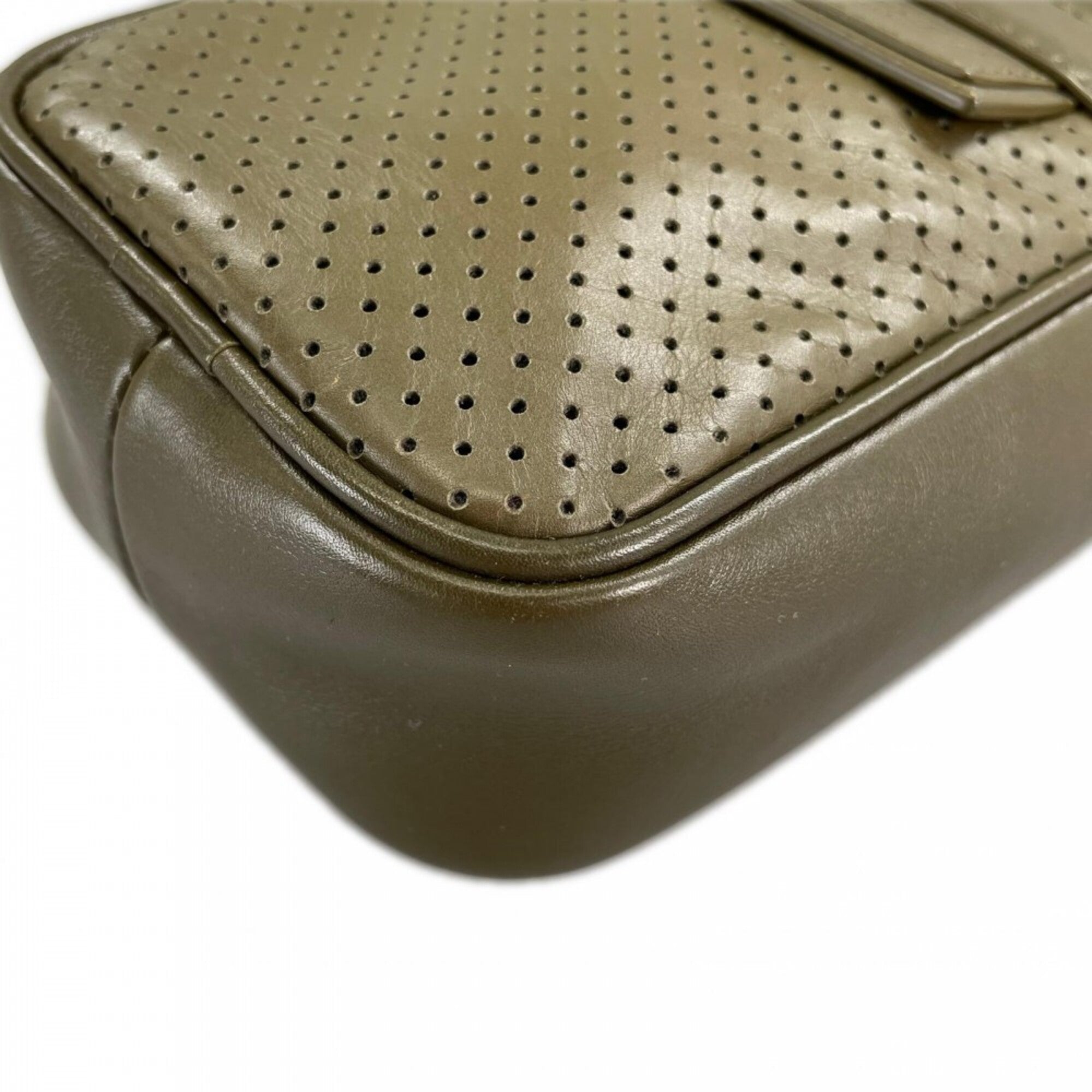 Bottega Veneta Khaki Leather Shoulder Bag (Pre-Owned)