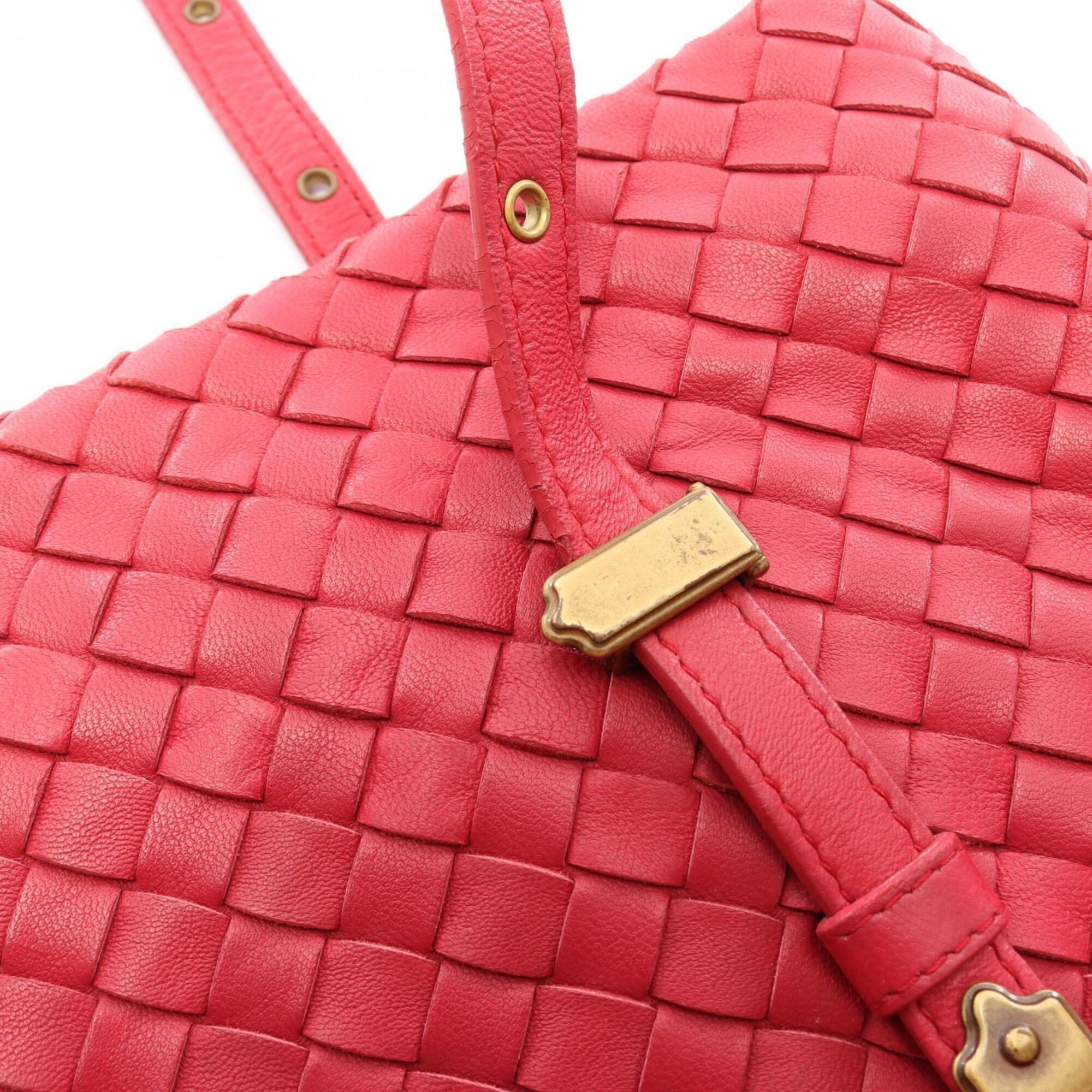Bottega Veneta Red Color Leather Handbag Tote Bag (Pre-Owned)