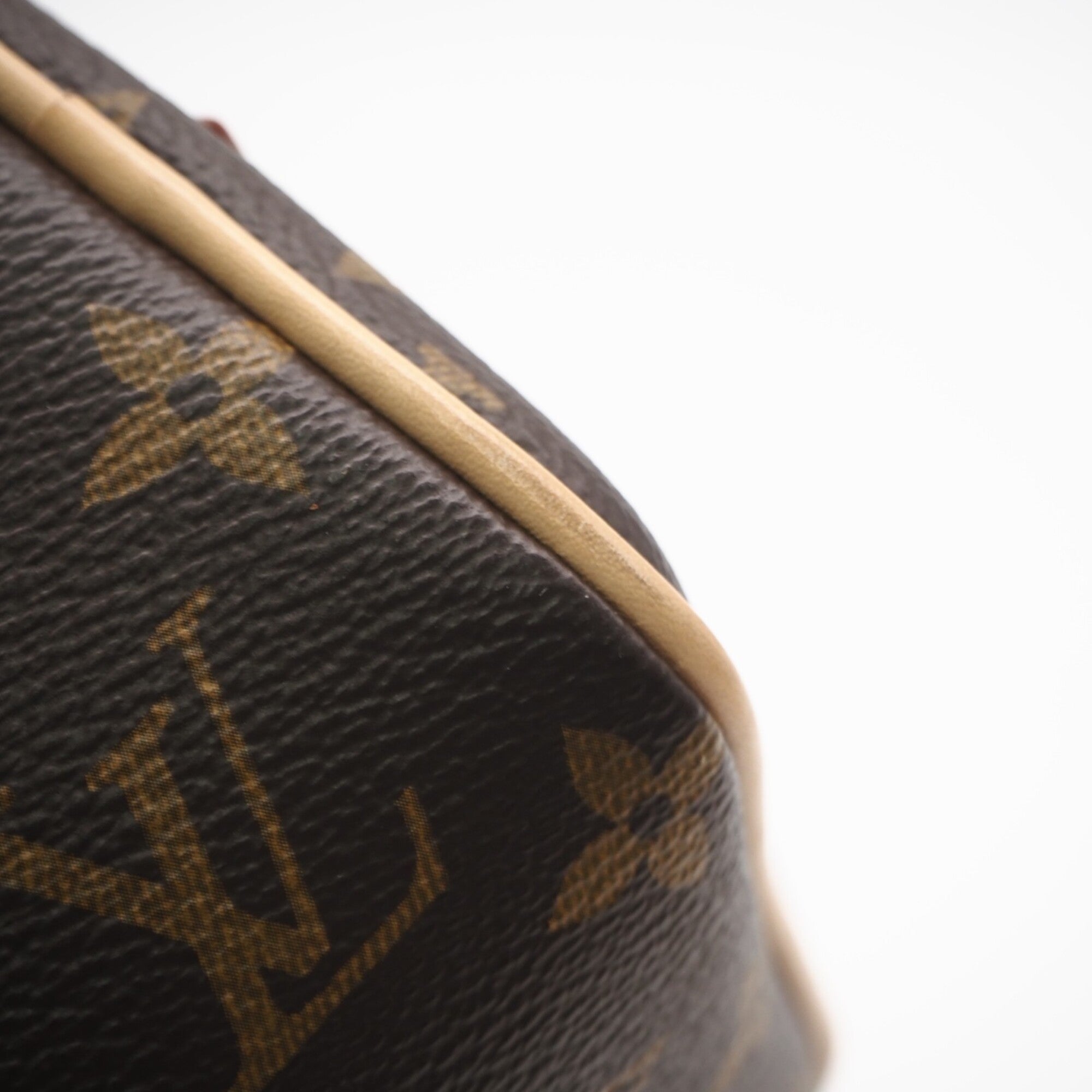 Louis Vuitton Monogram Beige Brown Coated Canvas Leather Clutch Bag (Pre-Owned)
