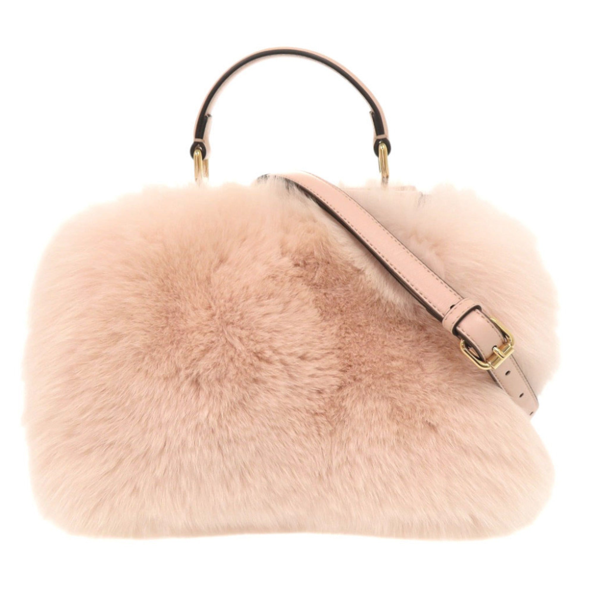 Fendi Pink Leather Fur Handbag Shoulder Bag (Pre-Owned)
