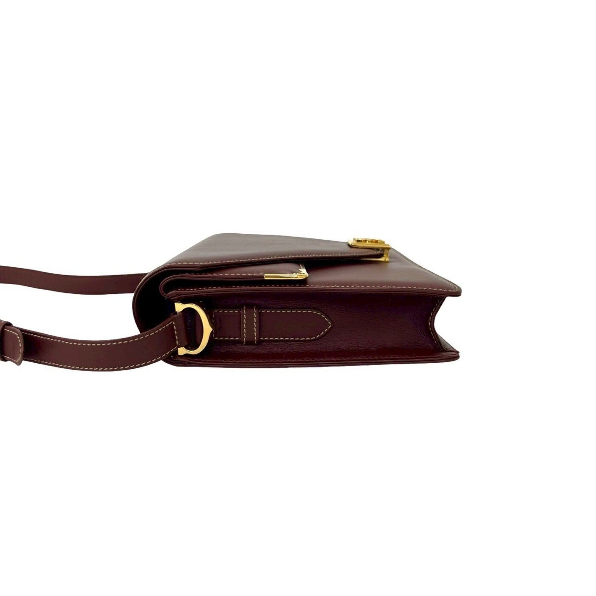 Cartier Wine Red Leather Shoulder Bag (Pre-Owned)