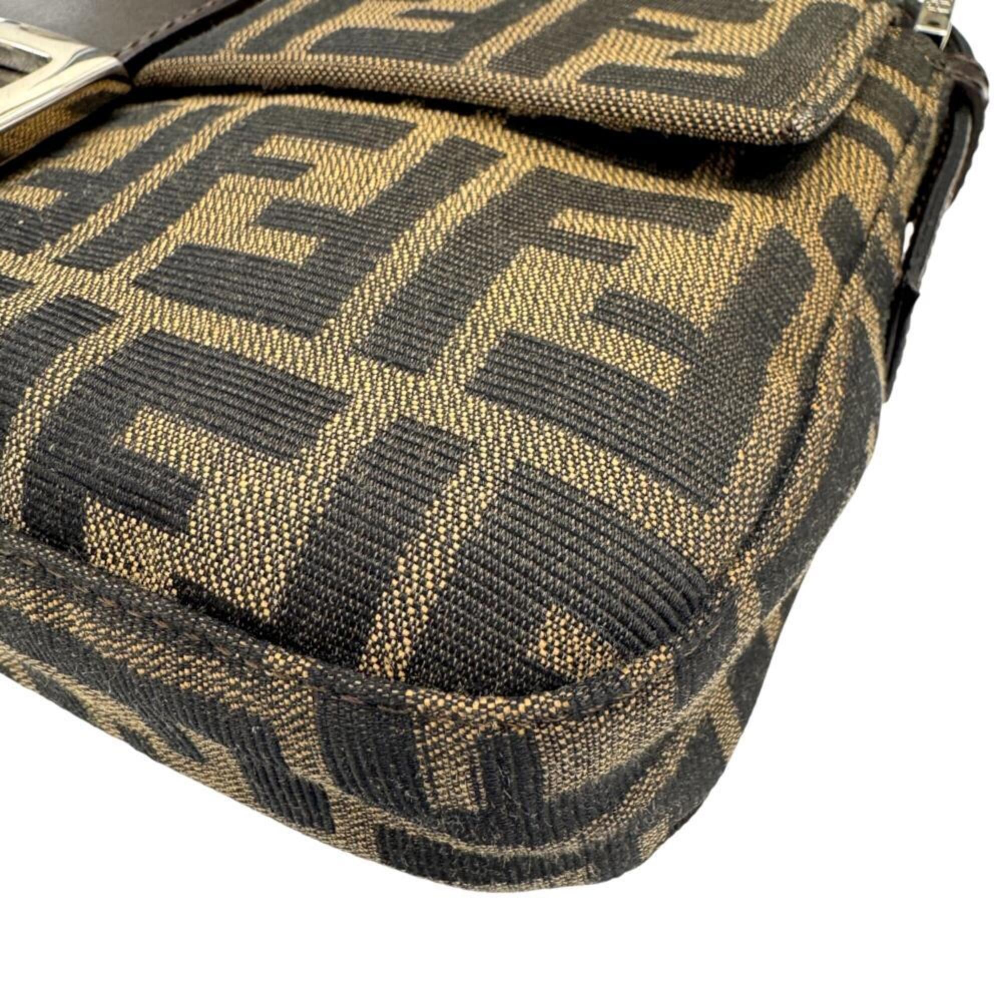 Fendi Brown Canvas Leather Handbag Pouch (Pre-Owned)