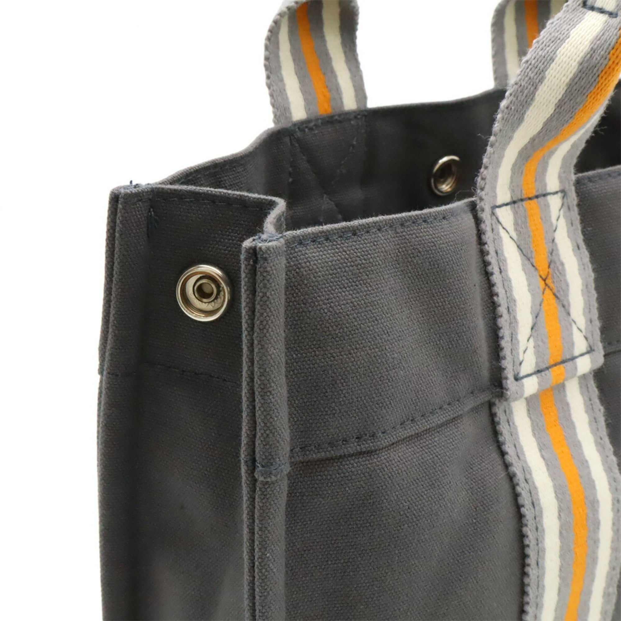 Hermes Gray Orange White Canvas Handbag Tote Bag (Pre-Owned)
