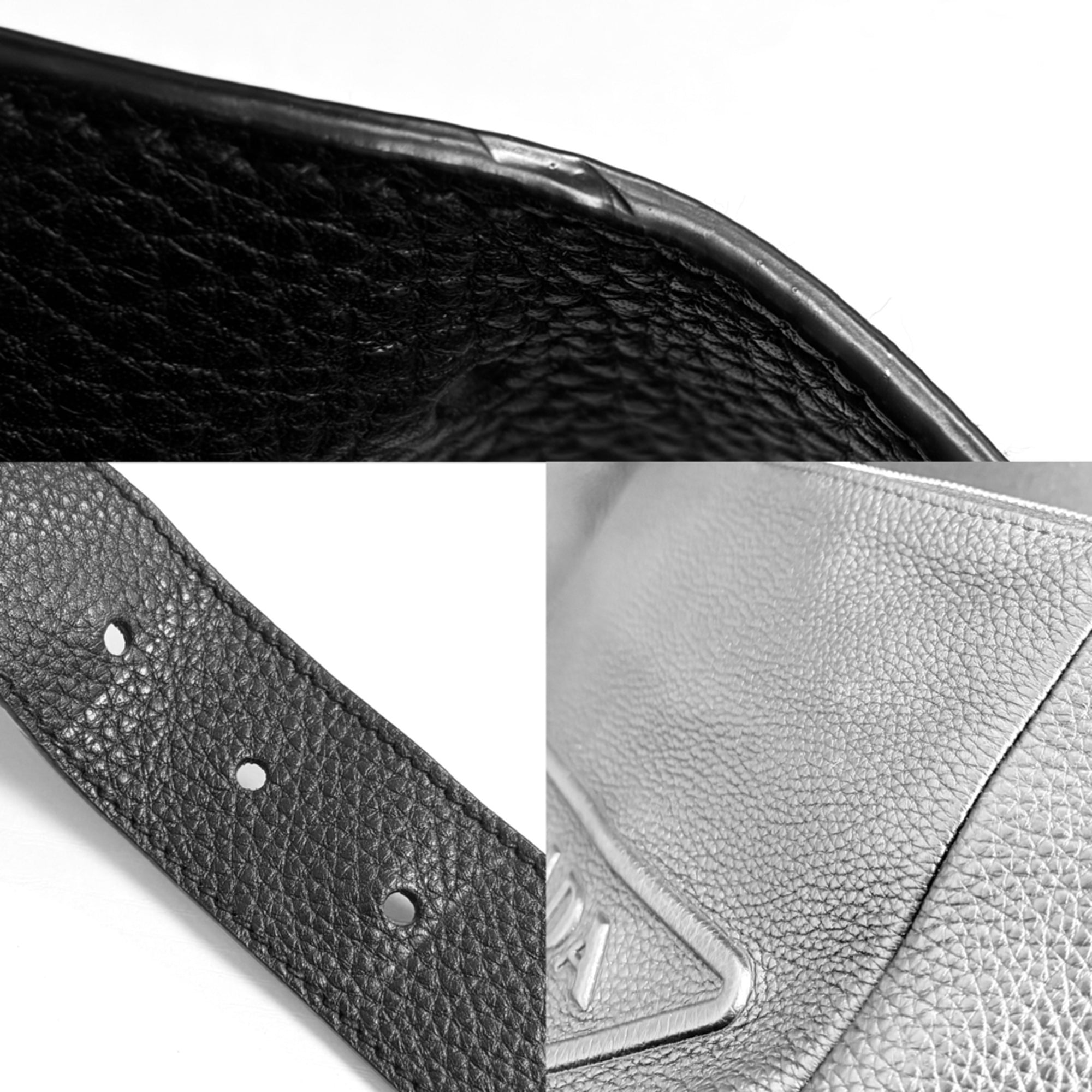 Prada Black White Leather Shoulder Bag (Pre-Owned)