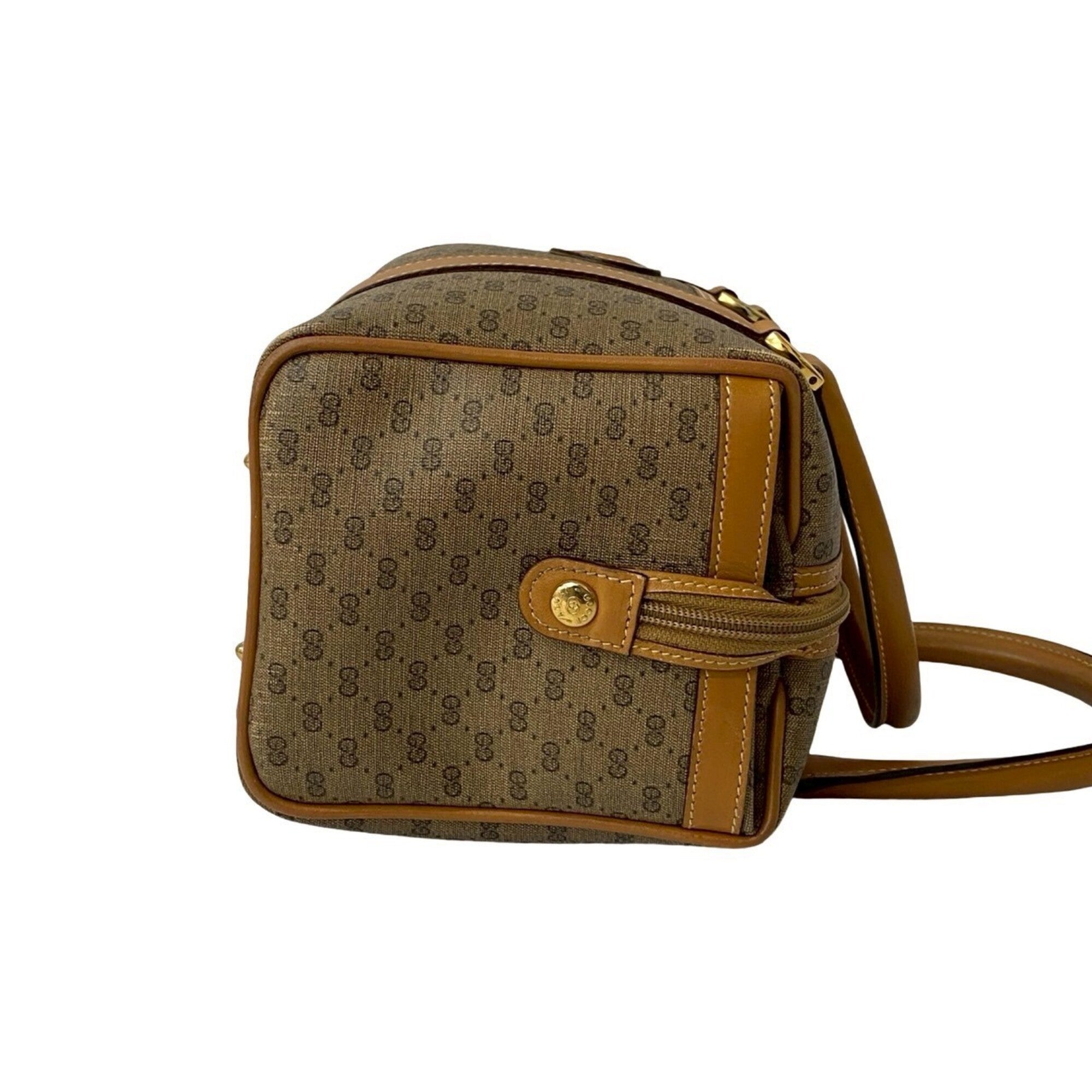 Gucci Brown Leather Pvc Boston Bag Handbag (Pre-Owned)