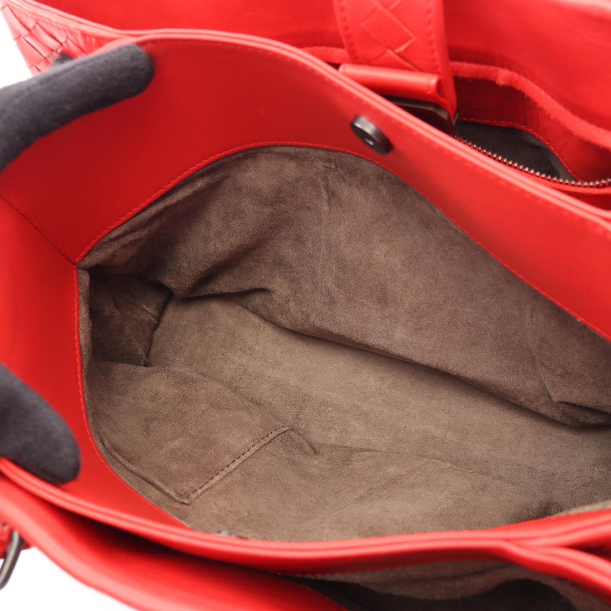 Bottega Veneta Red Color Intrecciato Handbag (Pre-Owned)
