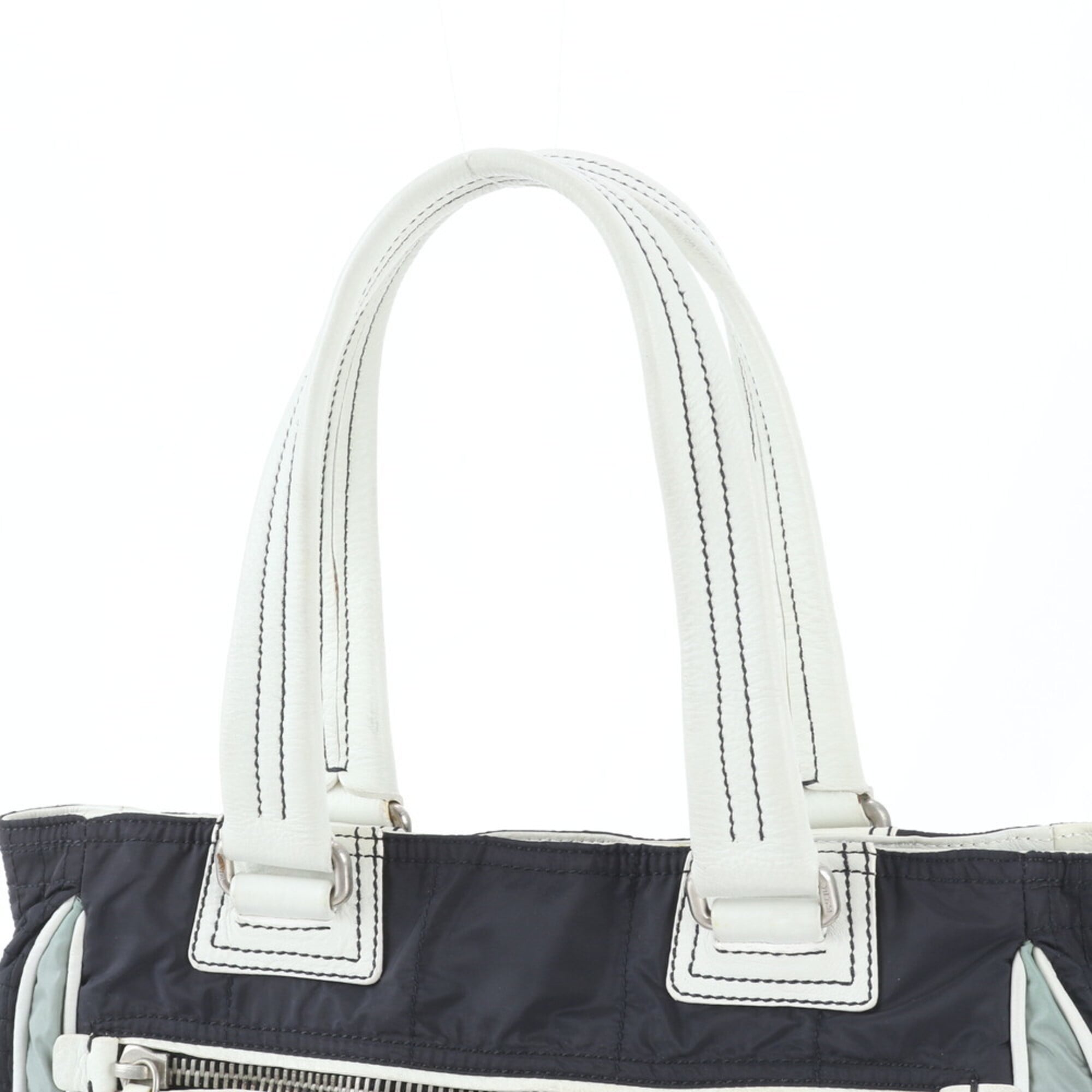 Pradasports Black Gray Nylon Leather Handbag Tote Bag (Pre-Owned)