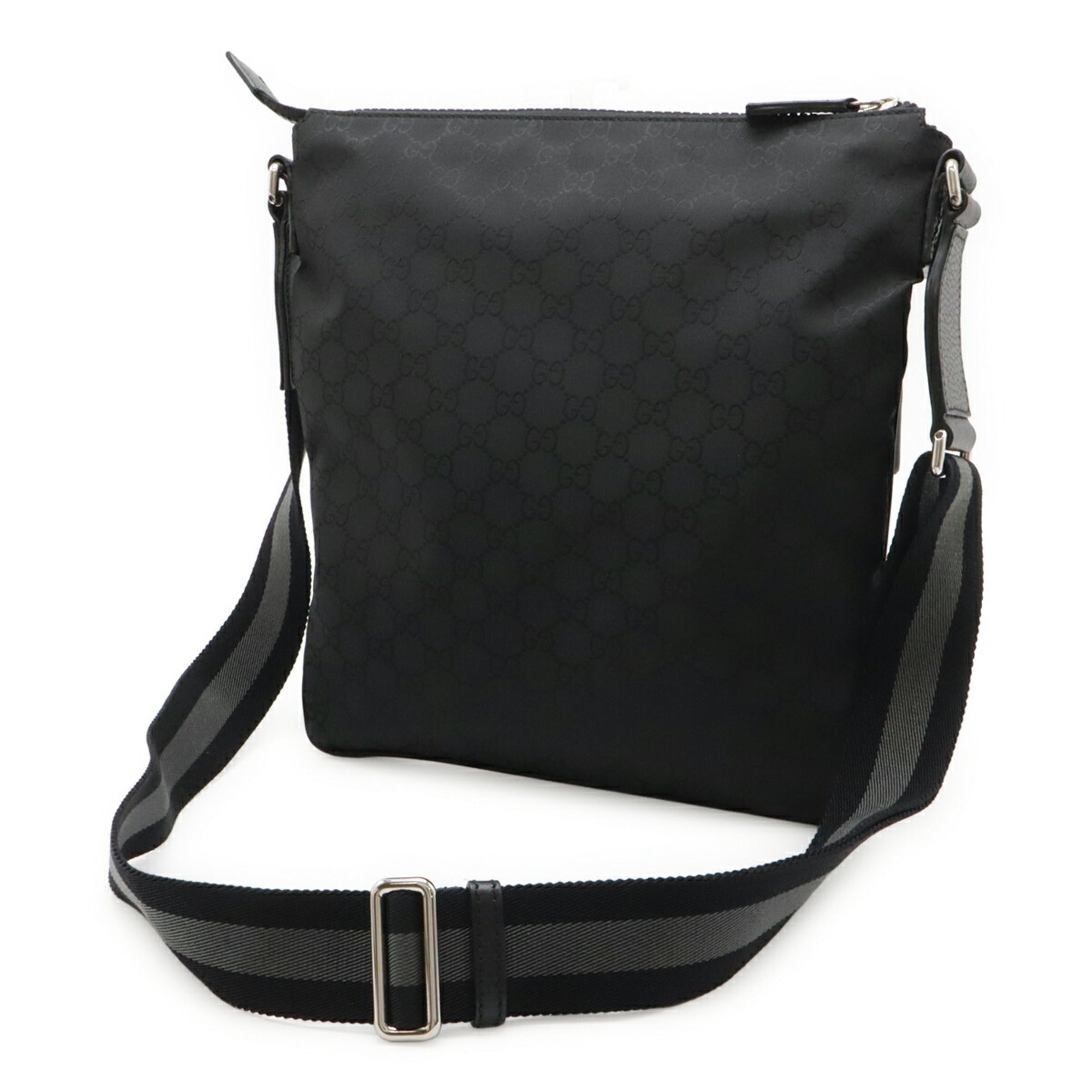 Gucci Black Gray Nylon Leather Shoulder Bag (Pre-Owned)