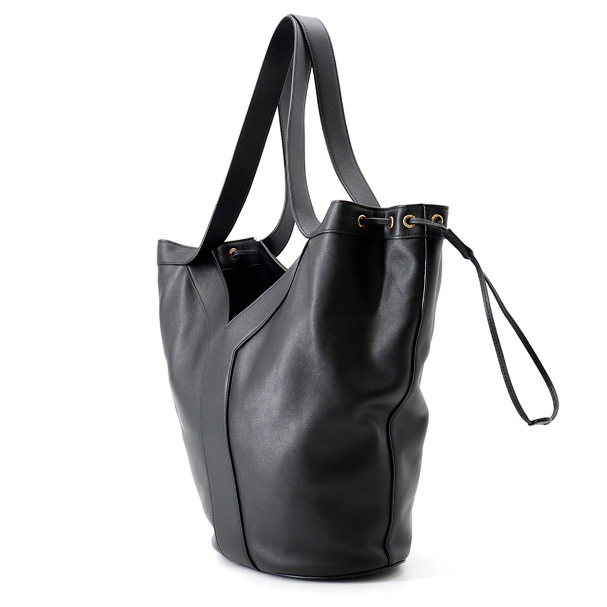 Yves Saint Laurent Black Leather Handbag Tote Bag (Pre-Owned)