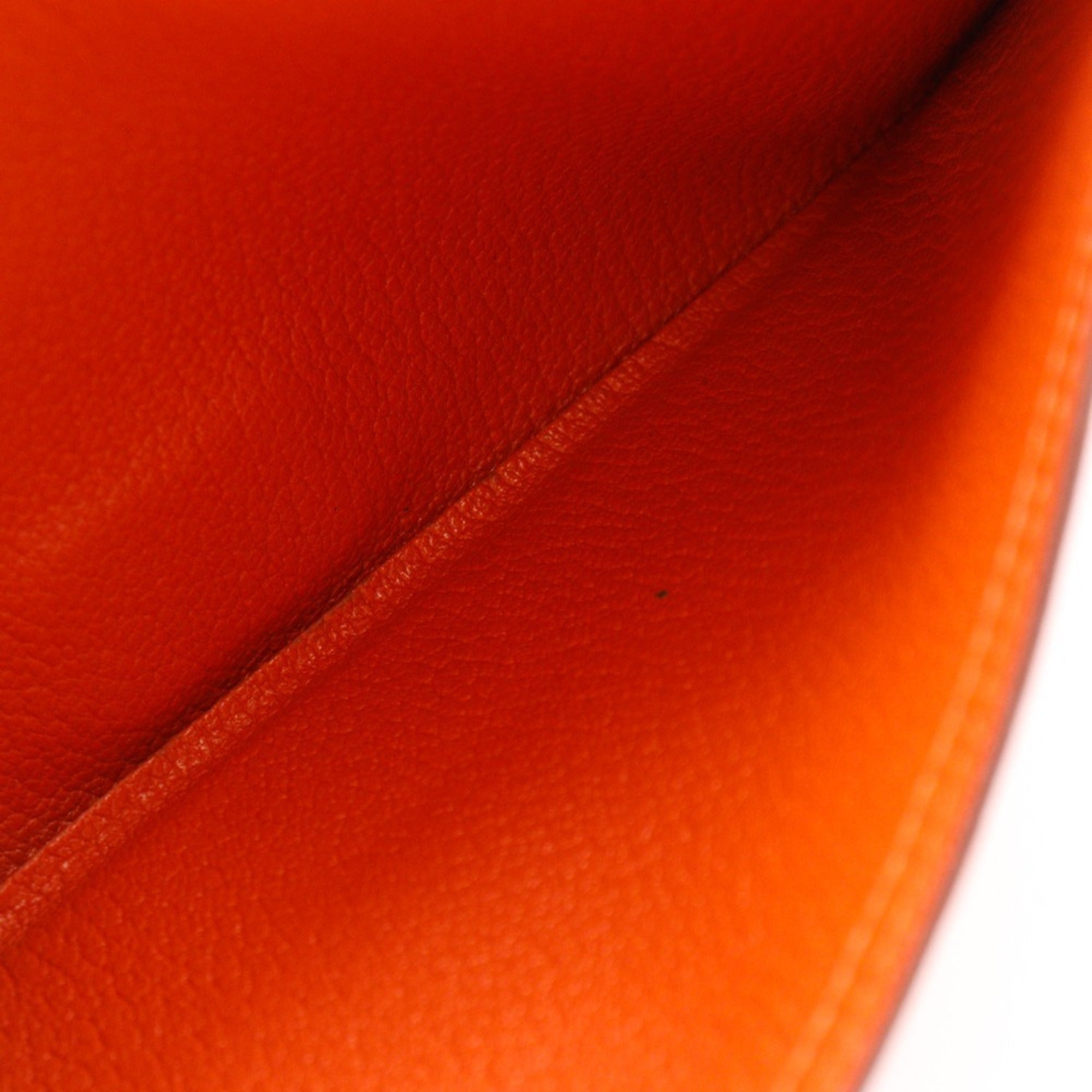 Hermes Orange Chevre Leather Long Wallet (Bi-Fold) (Pre-Owned)