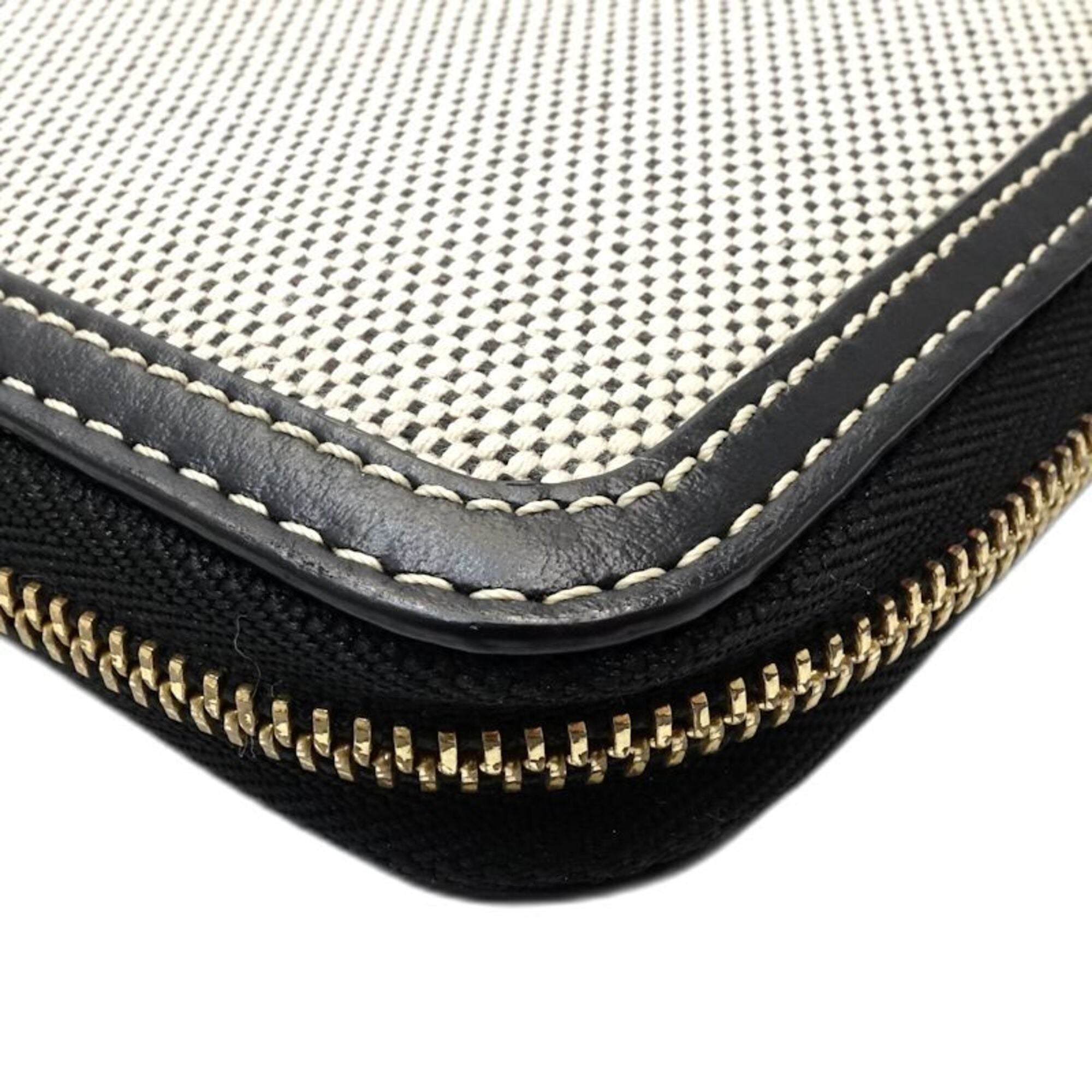 Burberry Black White Canvas Leather Long Wallet (Bi-Fold) (Pre-Owned)