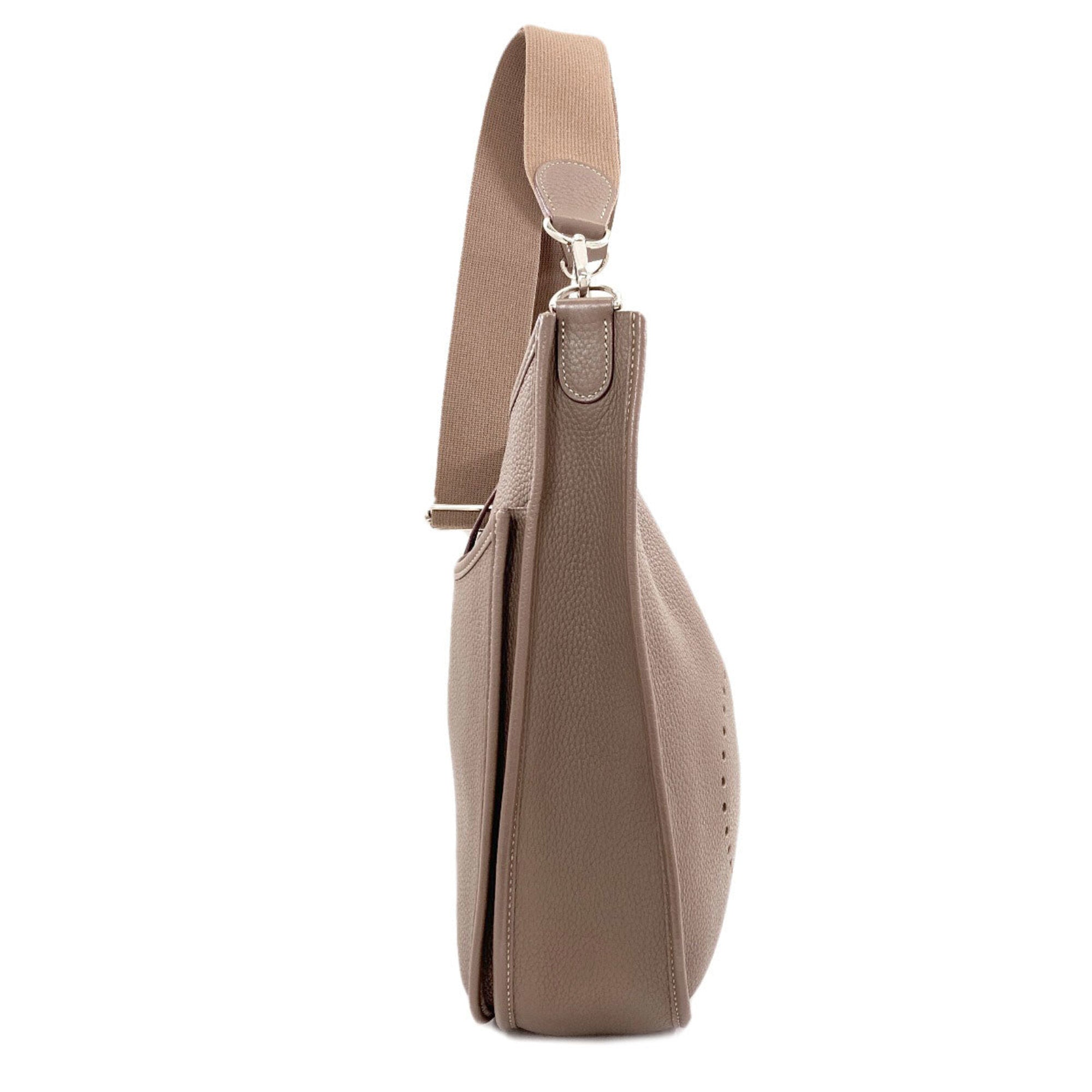 Hermes Etoupe Gray Taurillon Clemence Leather Shoulder Bag (Pre-Owned)