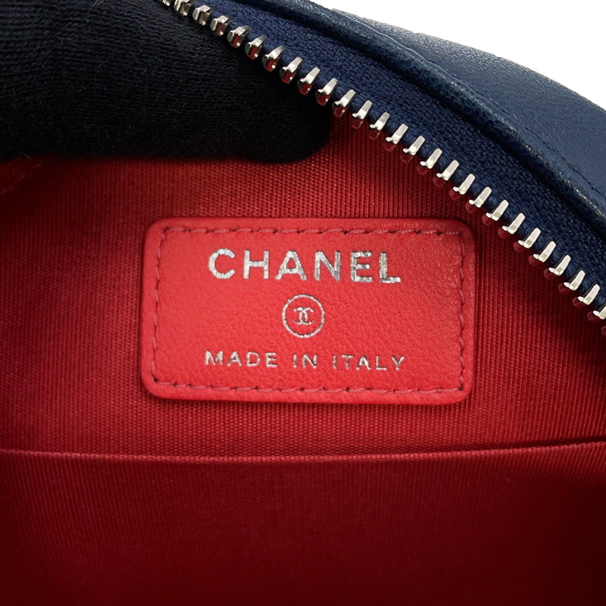Chanel Navy Pink Leather Handbag Shoulder Bag (Pre-Owned)