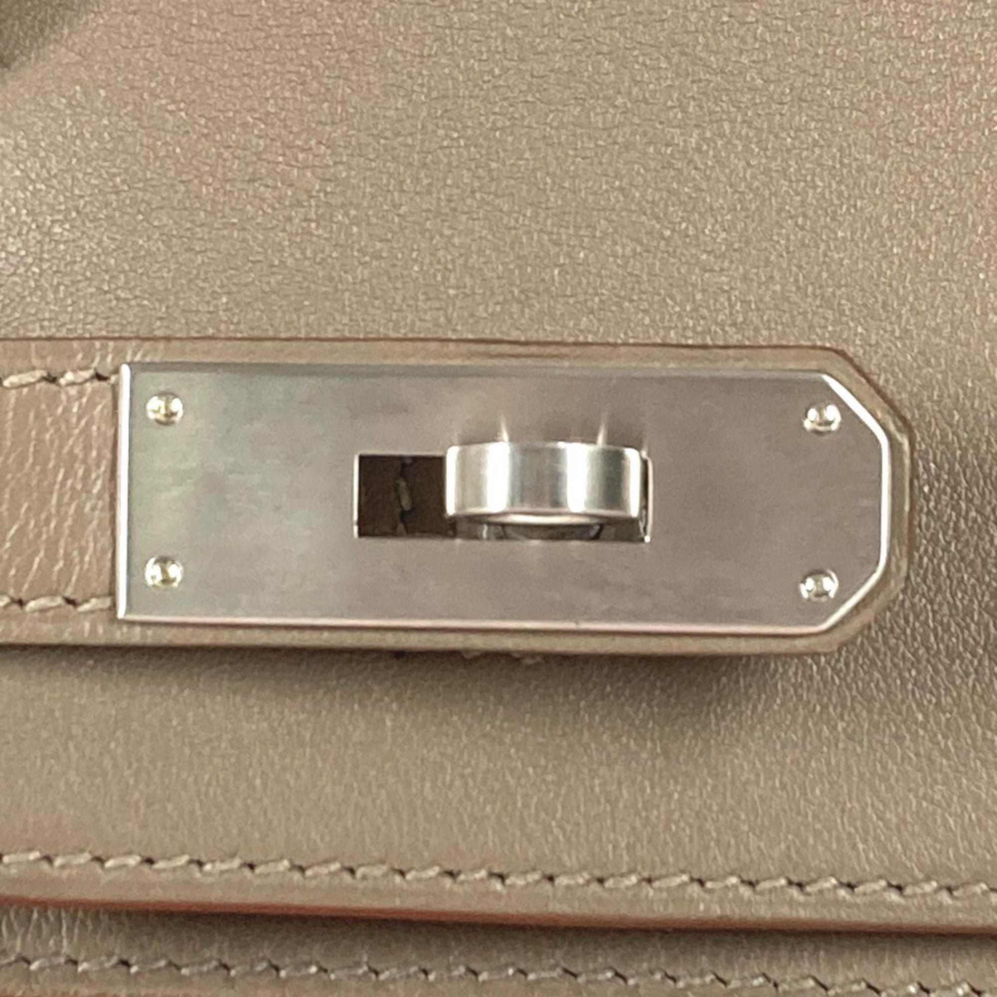 Hermes Birkin Argile Etoupe Gray Gray Pink Rose Jaipur Swift Leather Taurillon Clemence Leather Handbag Tote Bag (Pre-Owned)