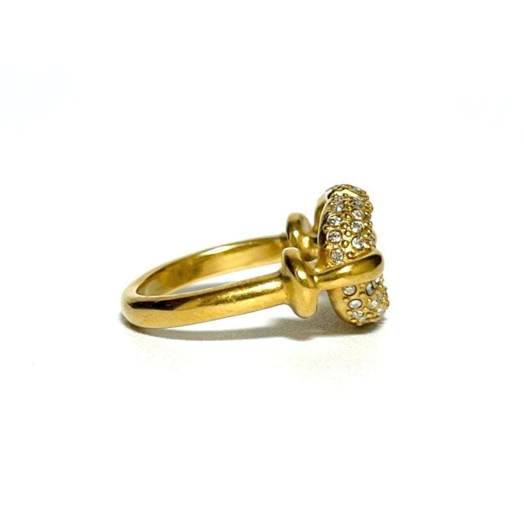 Christian Dior Metal Rhinestone Band Ring (Pre-Owned)