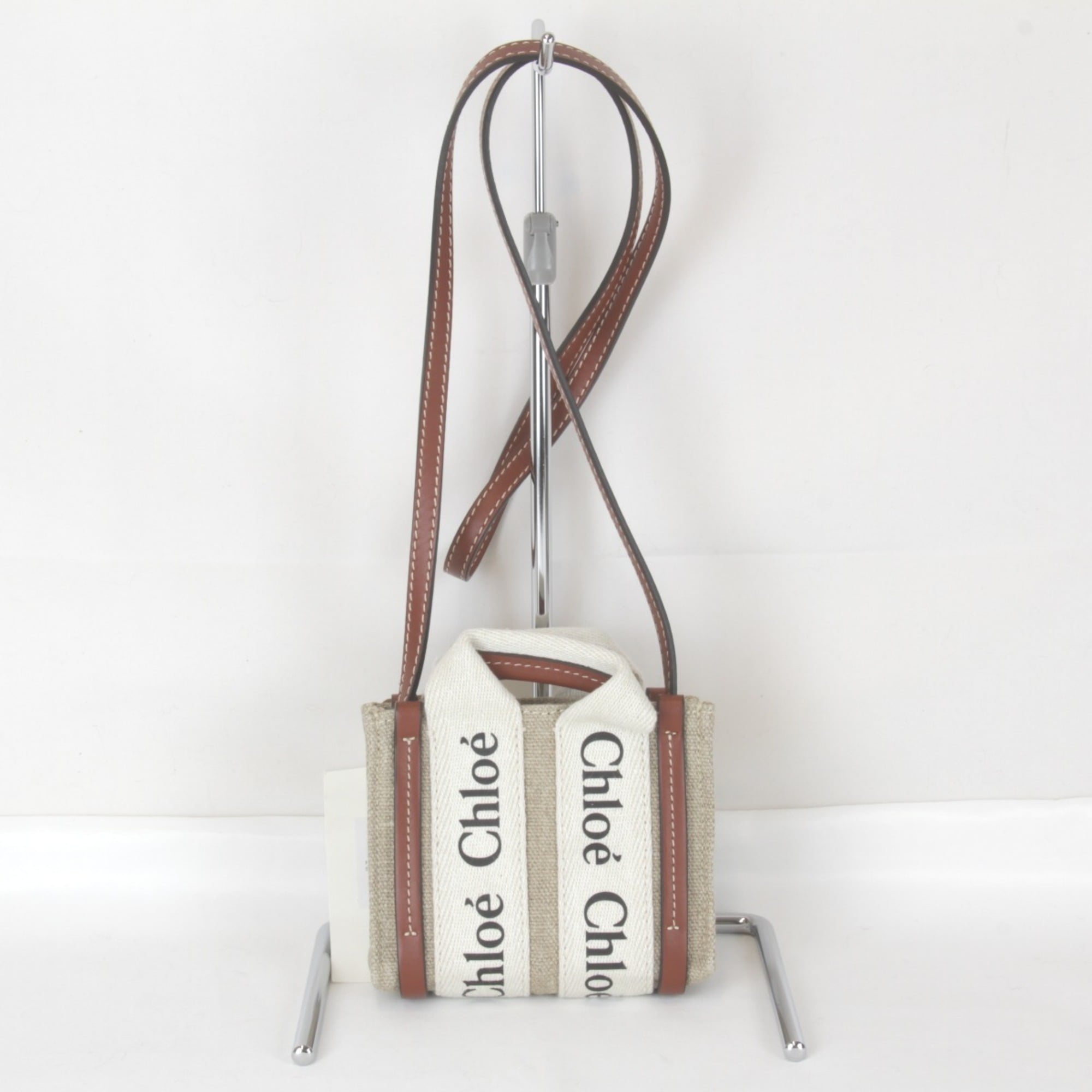 Chloé Beige Linen Cotton Leather Tote Bag (Pre-Owned)