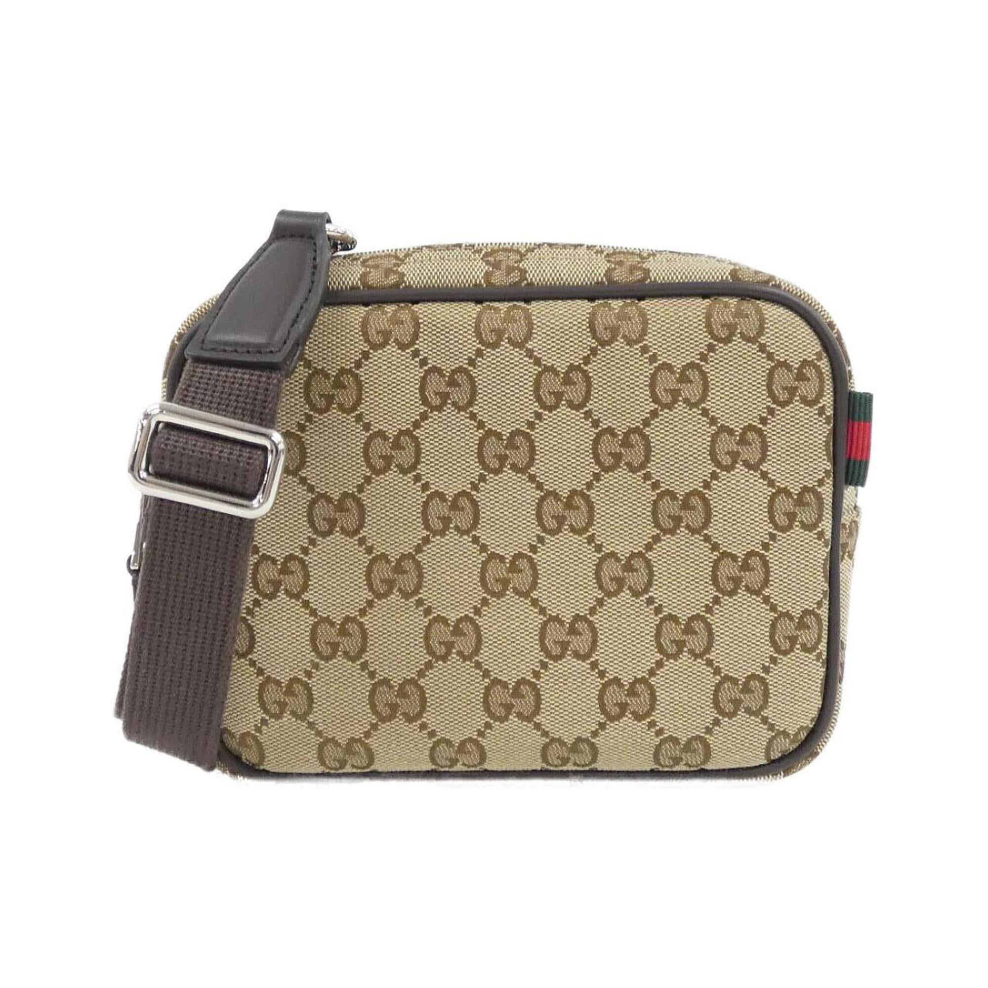 Gucci Beige Dark Brown Gg Canvas Shoulder Bag (Pre-Owned)