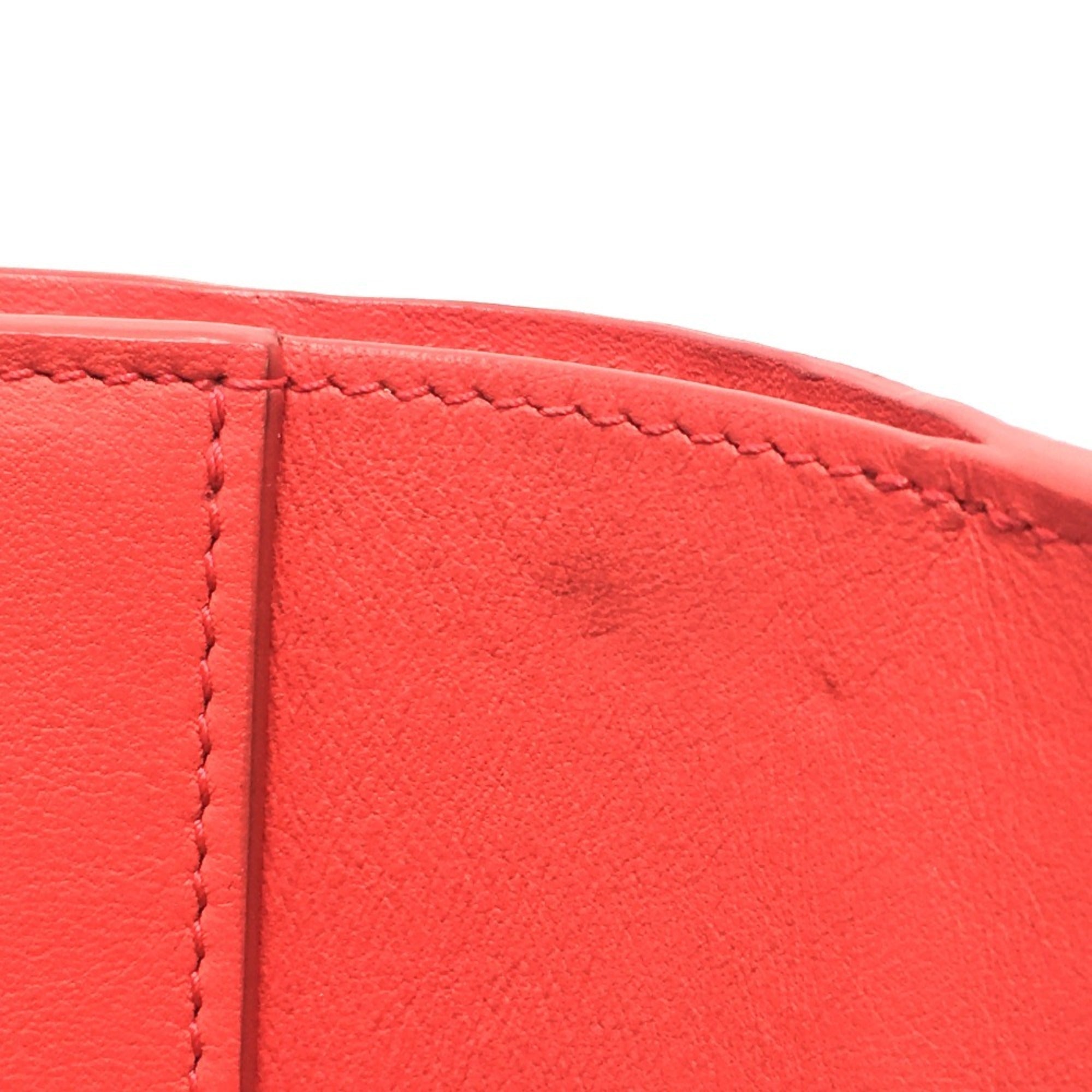 Louis Vuitton Red Color Leather Wallet (Tri-Fold) (Pre-Owned)