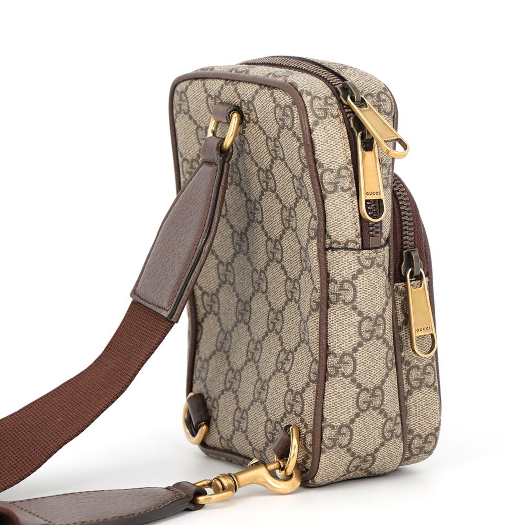 Gucci Ophidia Beige Green Red Color Gg Supreme Leather Canvas Sling Bag (Pre-Owned)