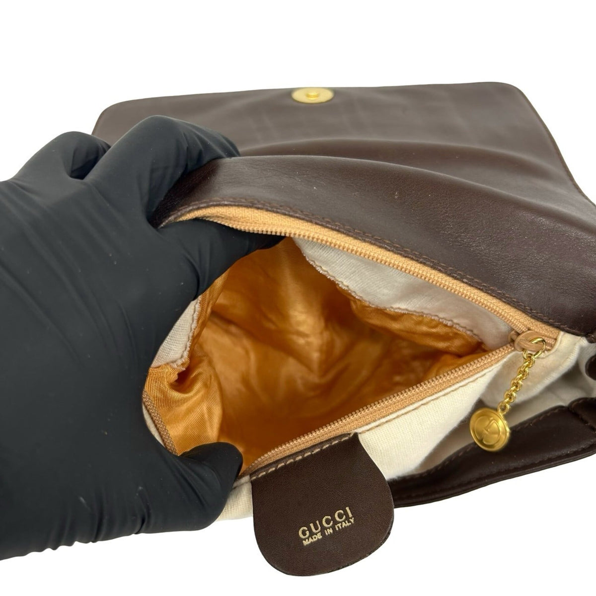 Gucci Brown Leather Pochette Shoulder Bag (Pre-Owned)