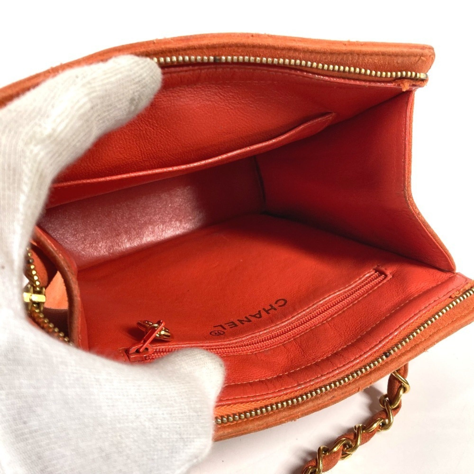 Chanel Orange Suede Handbag Shoulder Bag (Pre-Owned)