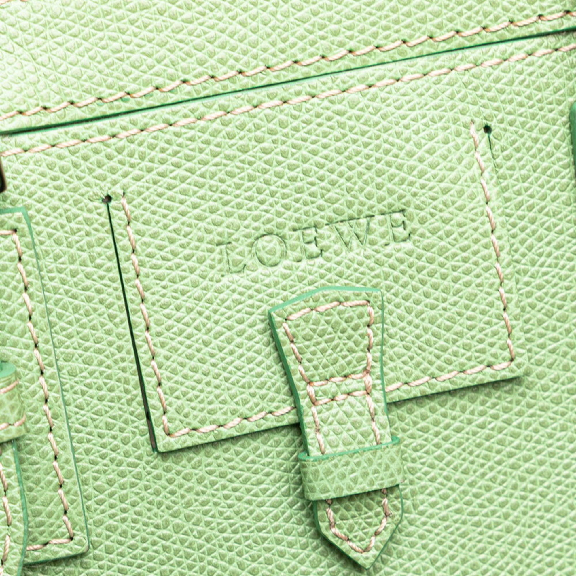 Loewe Green Canvas Leather Handbag Tote Bag (Pre-Owned)