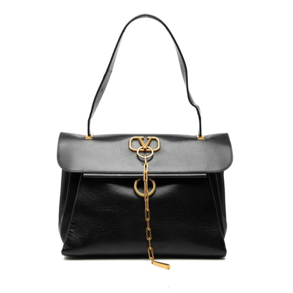 Valentino Black Leather Handbag Shoulder Bag (Pre-Owned)