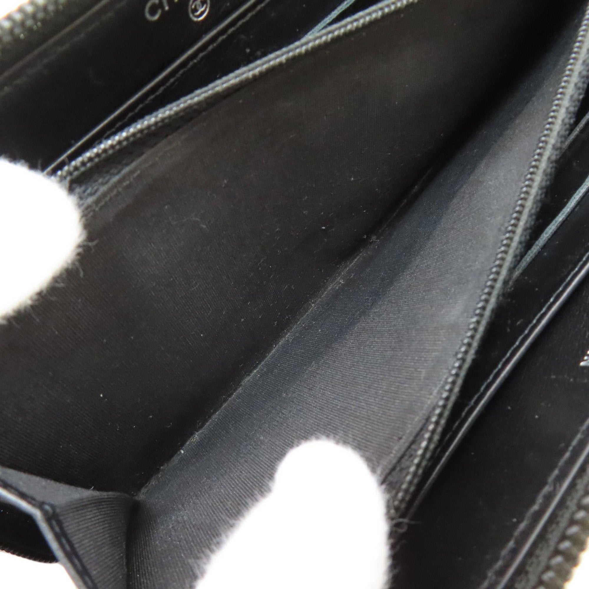 Chanel Black Grained Calfskin Long Wallet (Bi-Fold) (Pre-Owned)