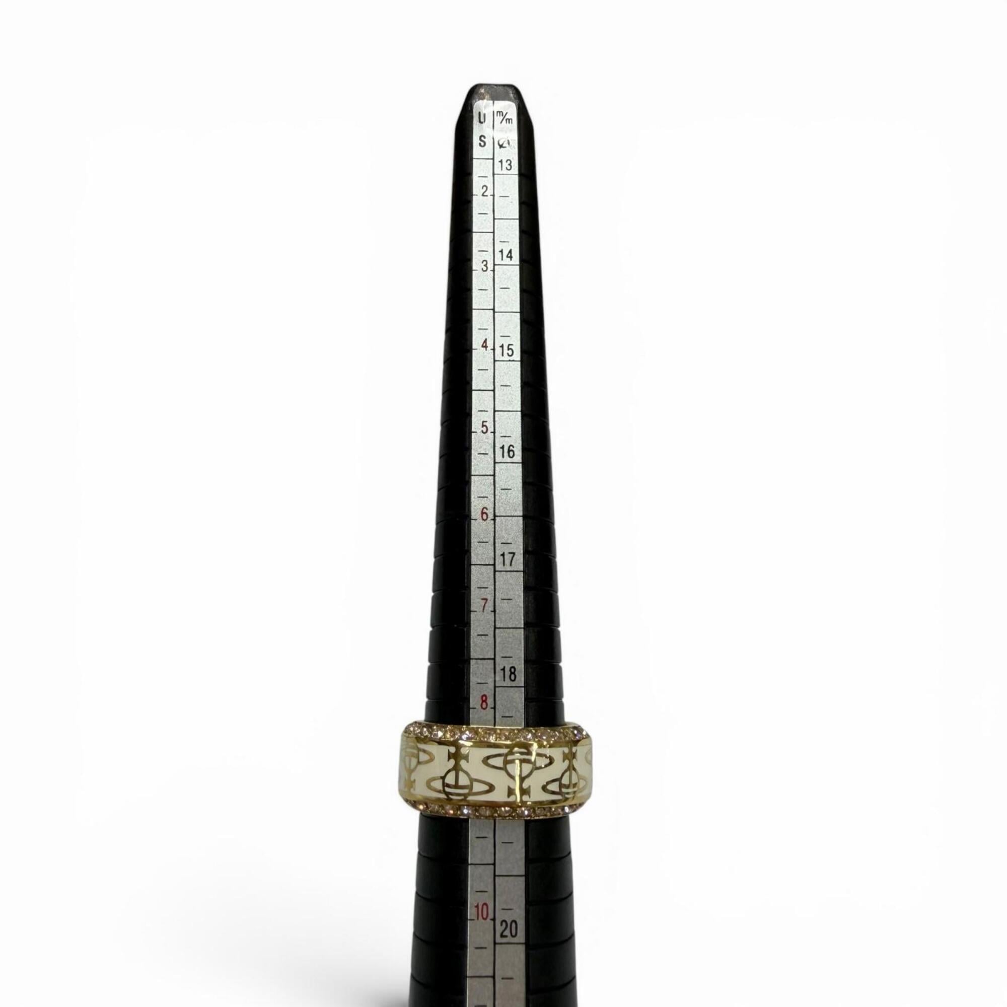 Vivienne Westwood Gold White Rhinestone Band Ring (Pre-Owned)