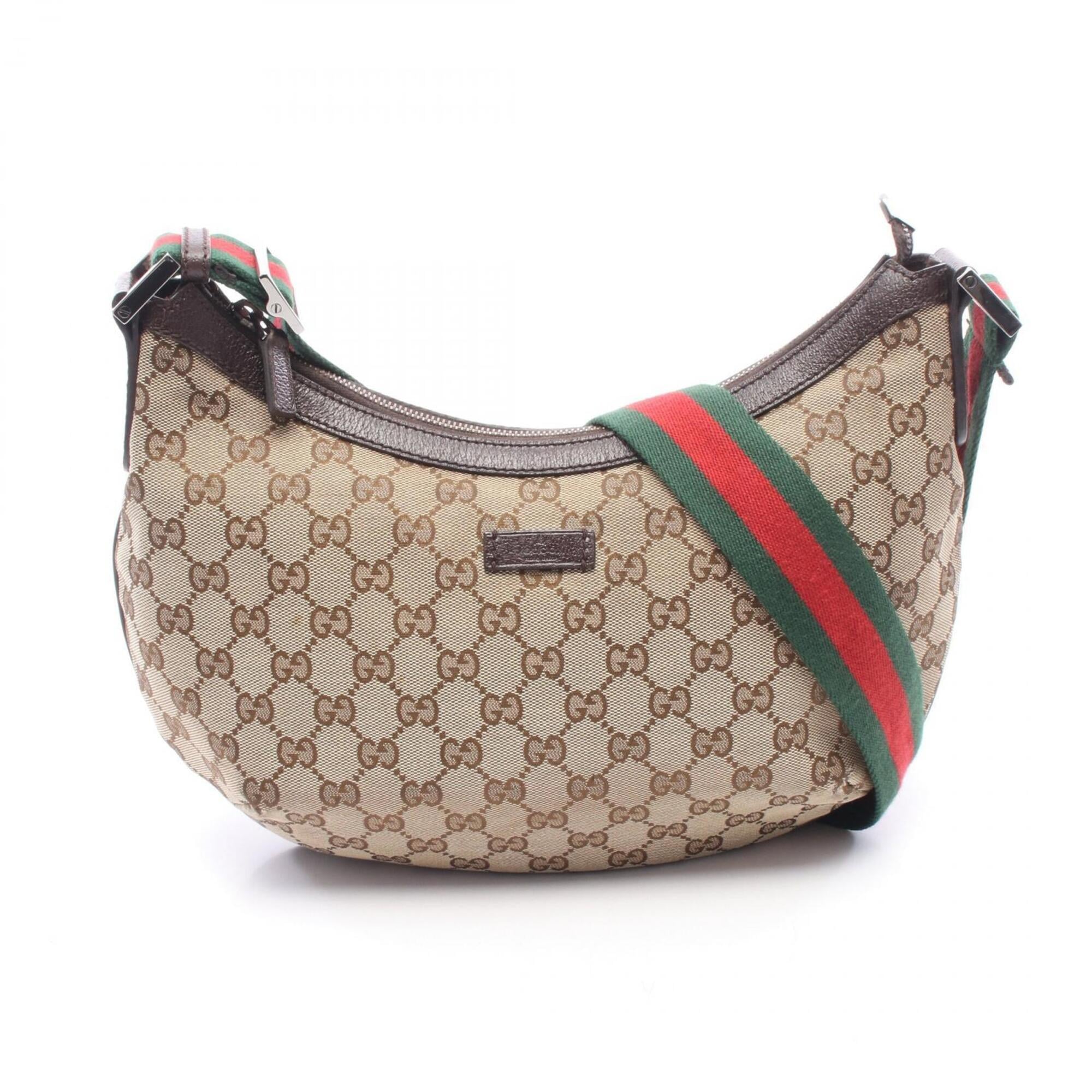 Gucci Gg Canvas Beige Brown Gg Canvas Leather Handbag Shoulder Bag (Pre-Owned)