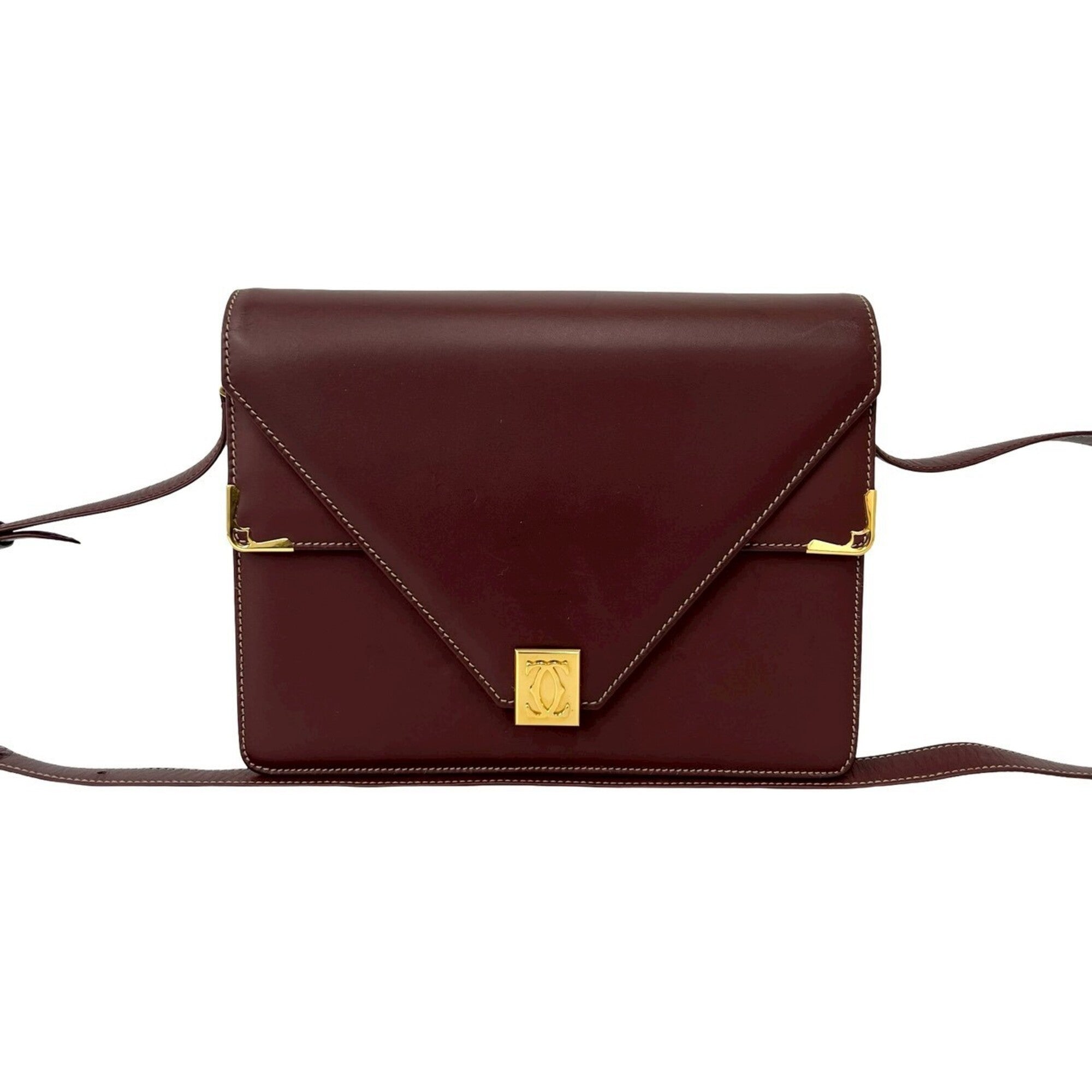Cartier Wine Red Leather Shoulder Bag (Pre-Owned)