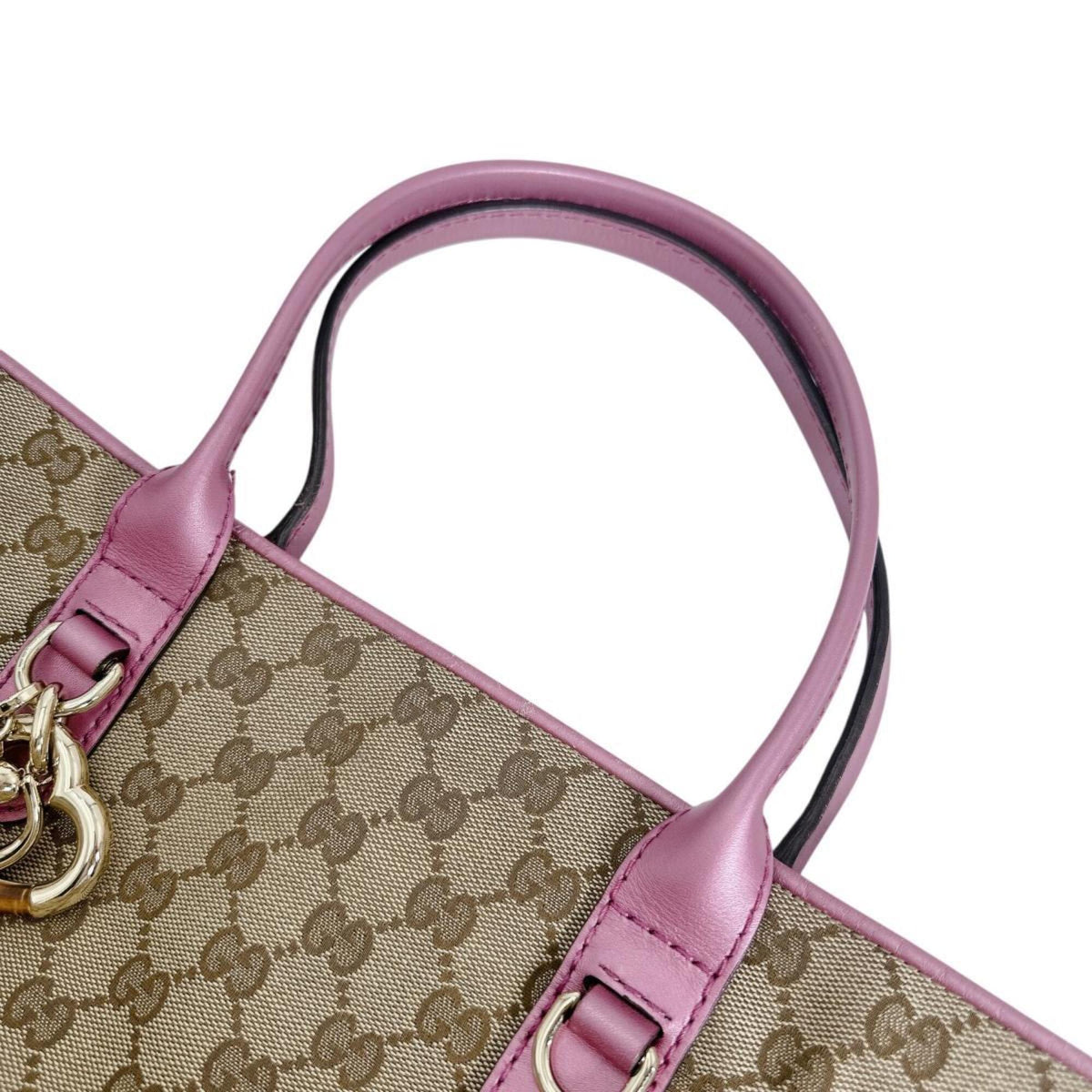 Gucci Brown Pink Gg Canvas Tote Bag (Pre-Owned)