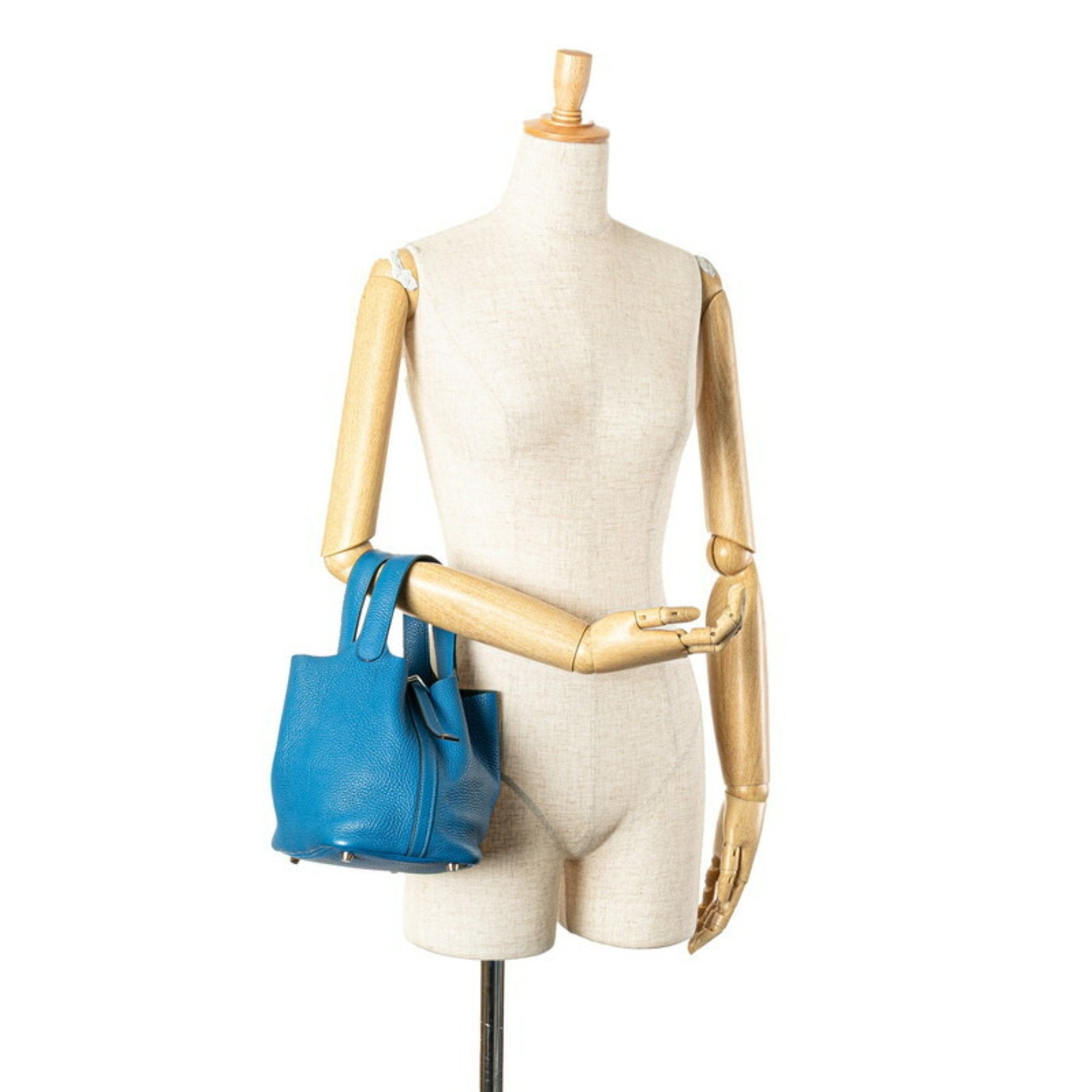 Hermes Blue Taurillon Clemence Leather Handbag (Pre-Owned)