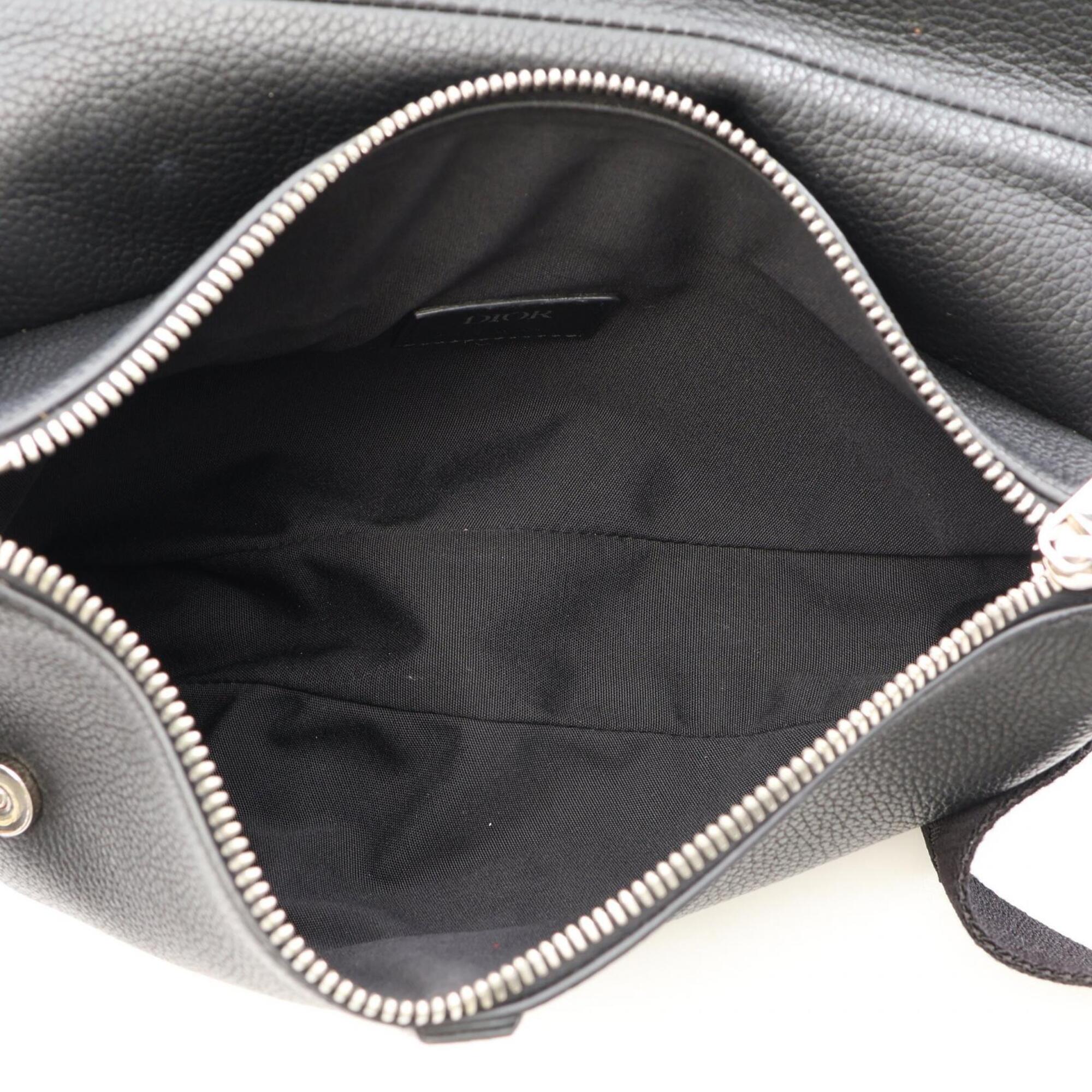 Christian Dior Black Leather Handbag Saddle Bag Sling Bag (Pre-Owned)