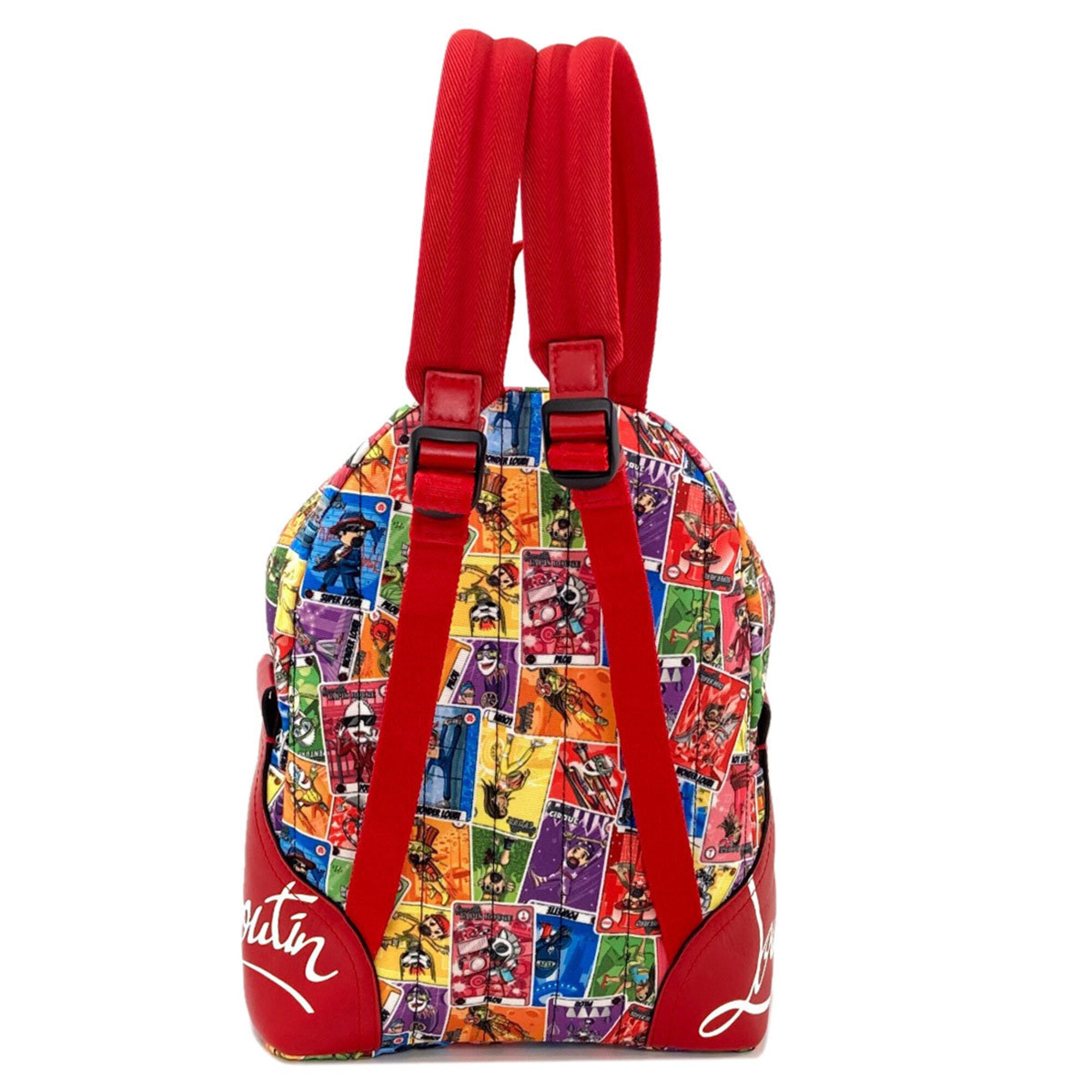 Christian Louboutin Red Color Canvas Leather Backpack (Pre-Owned)