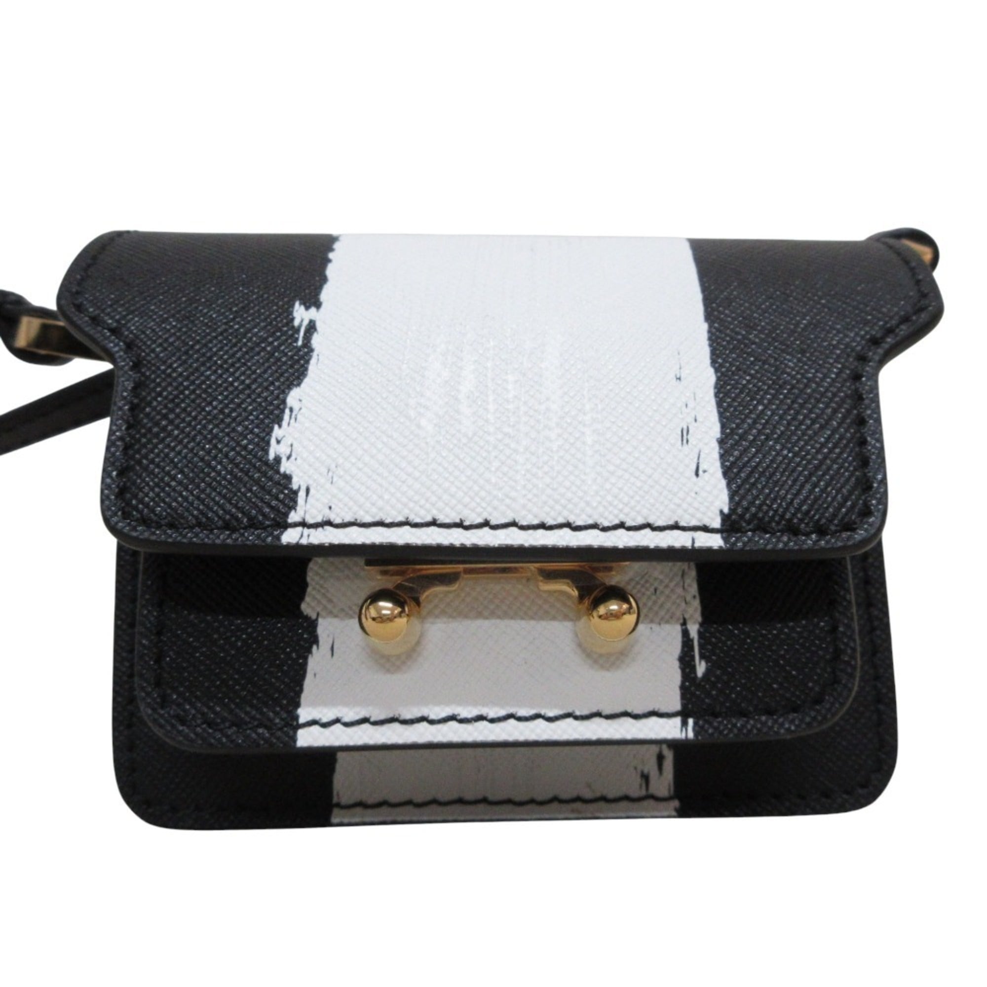 Marni Black White Leather Pochette Shoulder Bag (Pre-Owned)